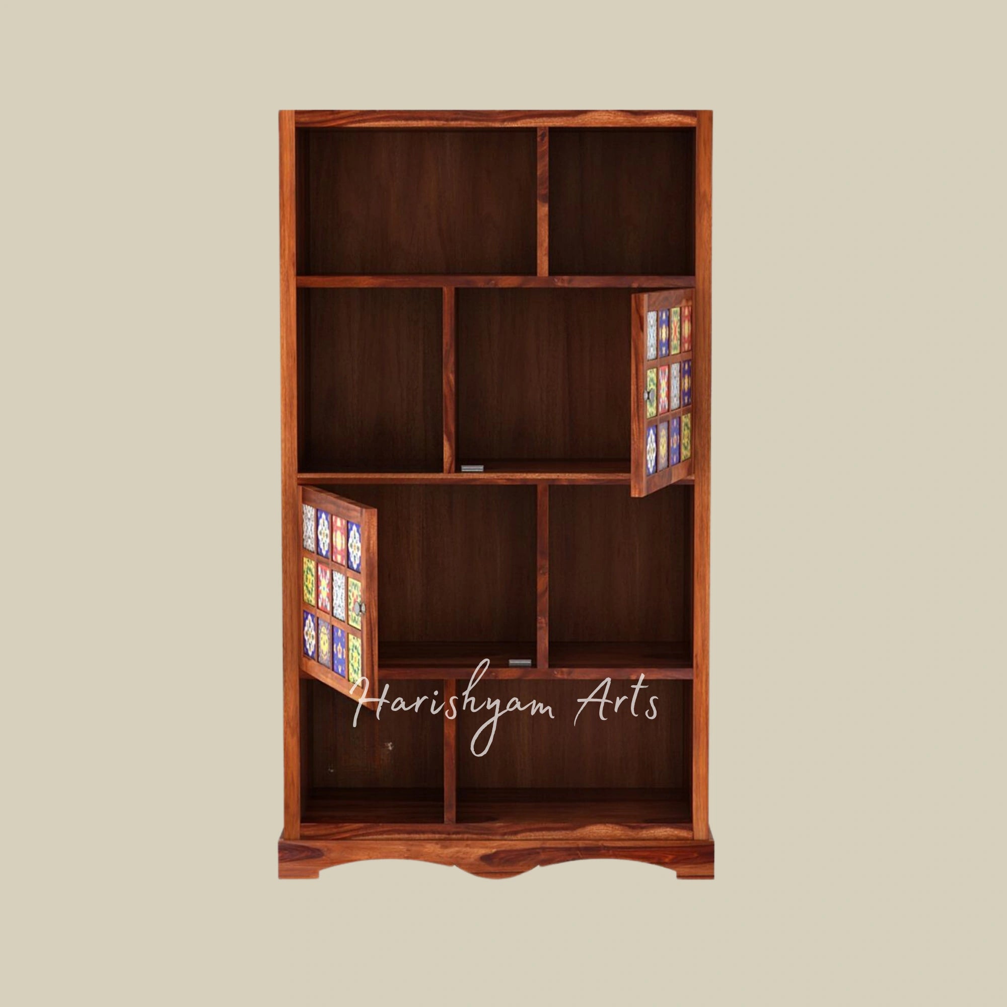 68" Boho Wooden Bookshelf for Modern Homes