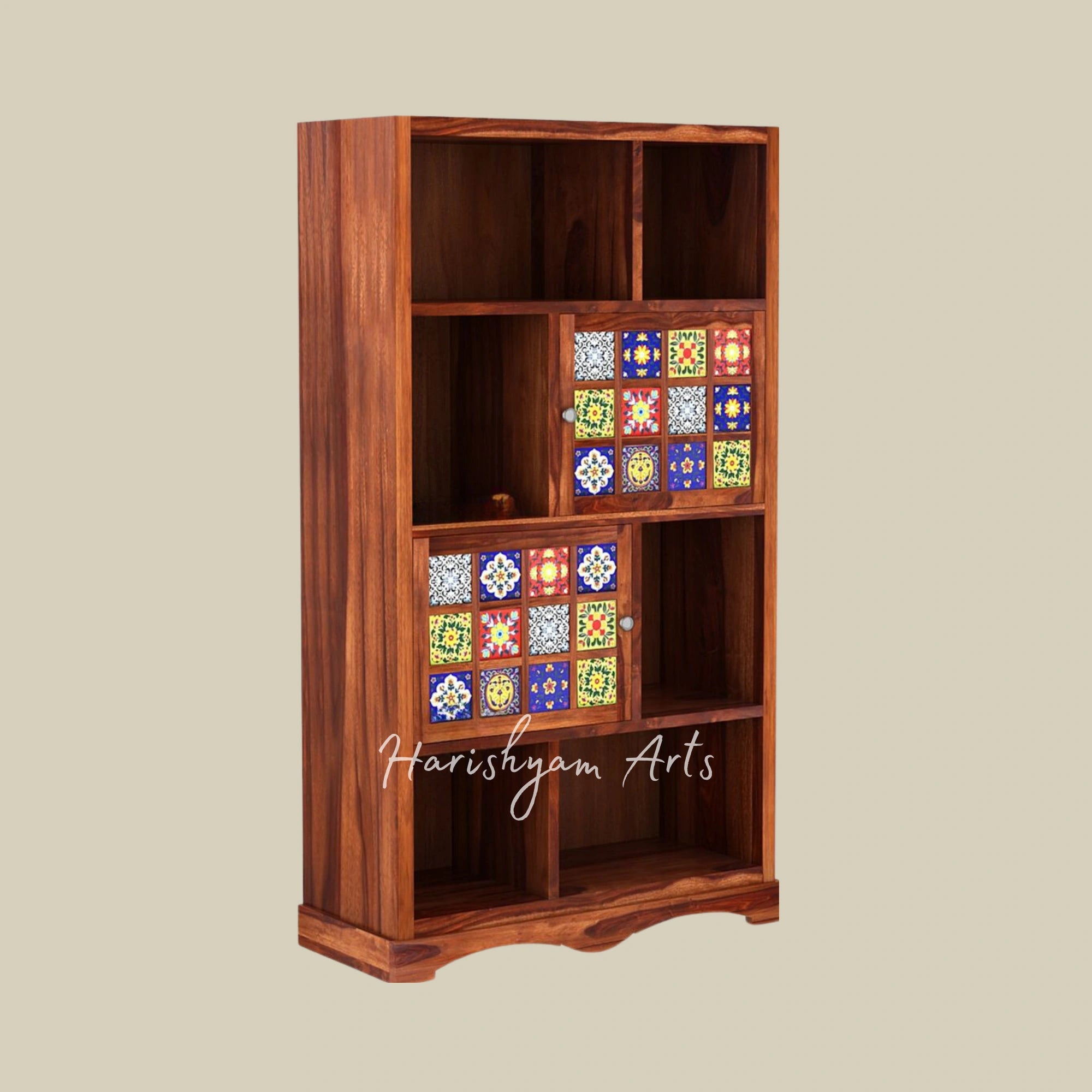 68" Boho Wooden Bookshelf for Modern Homes