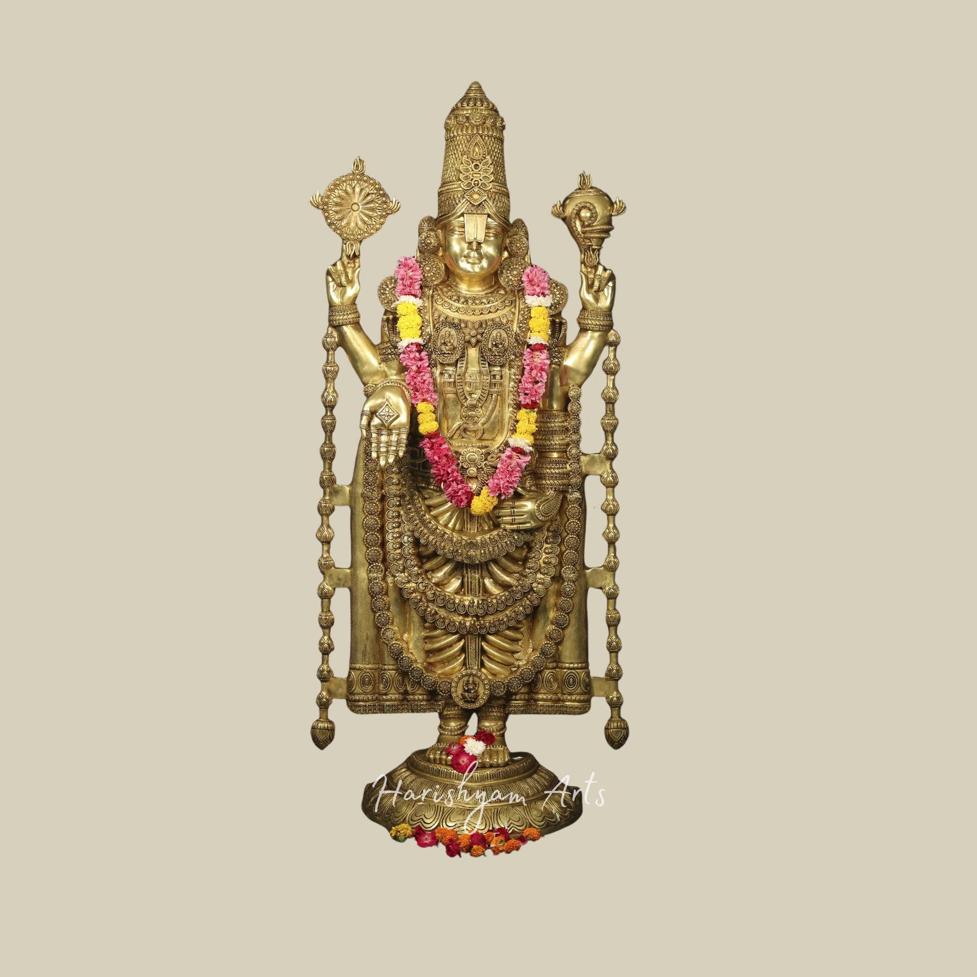 69" Premium Brass Tirupati Venkateshvara Idol for Mandirs and Spiritual Spaces