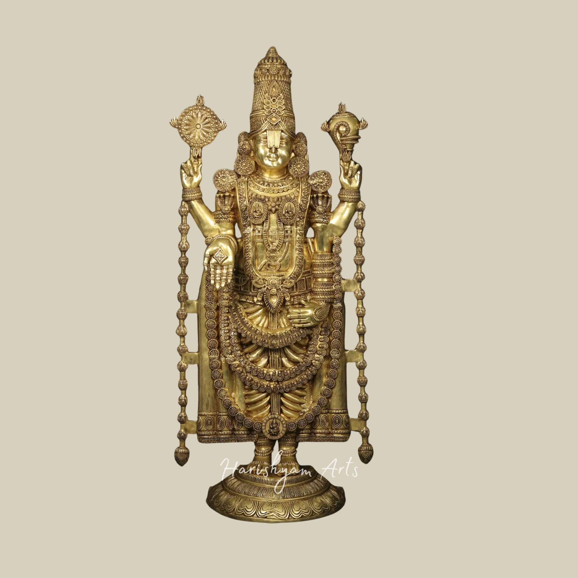 69" Premium Brass Tirupati Venkateshvara Idol for Mandirs and Spiritual Spaces