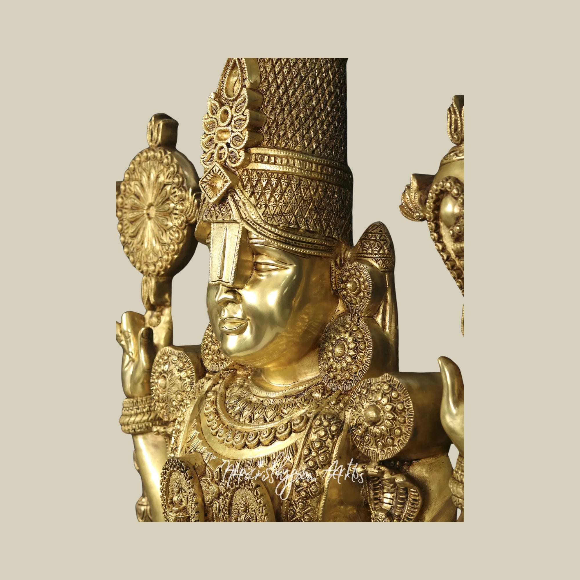 69" Premium Brass Tirupati Venkateshvara Idol for Mandirs and Spiritual Spaces