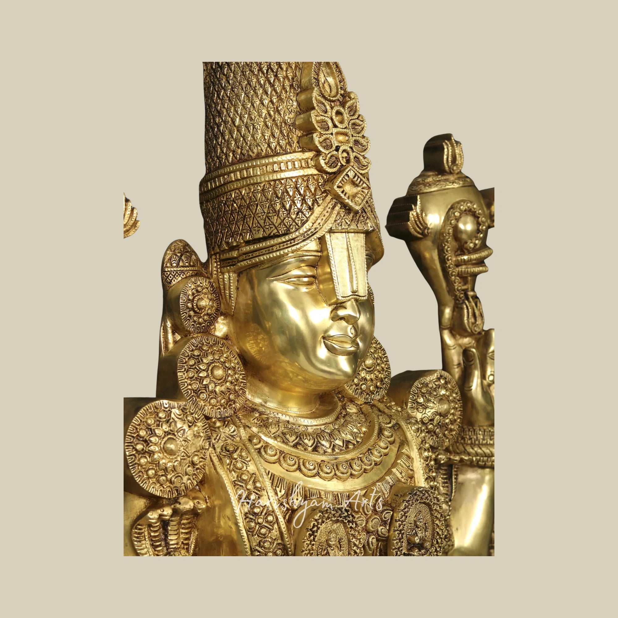 69" Premium Brass Tirupati Venkateshvara Idol for Mandirs and Spiritual Spaces