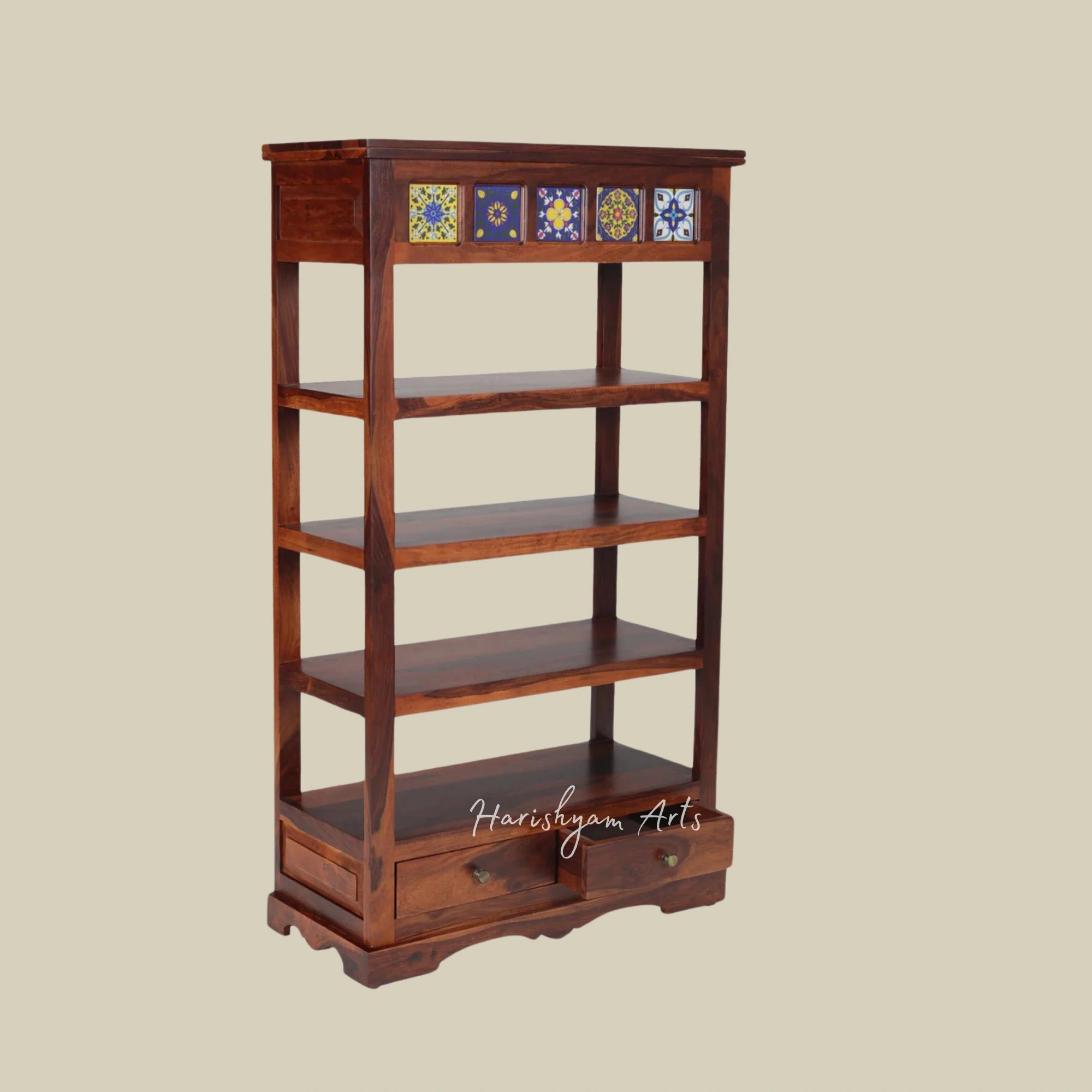 69" Solid Wood Bookcase with Single Door