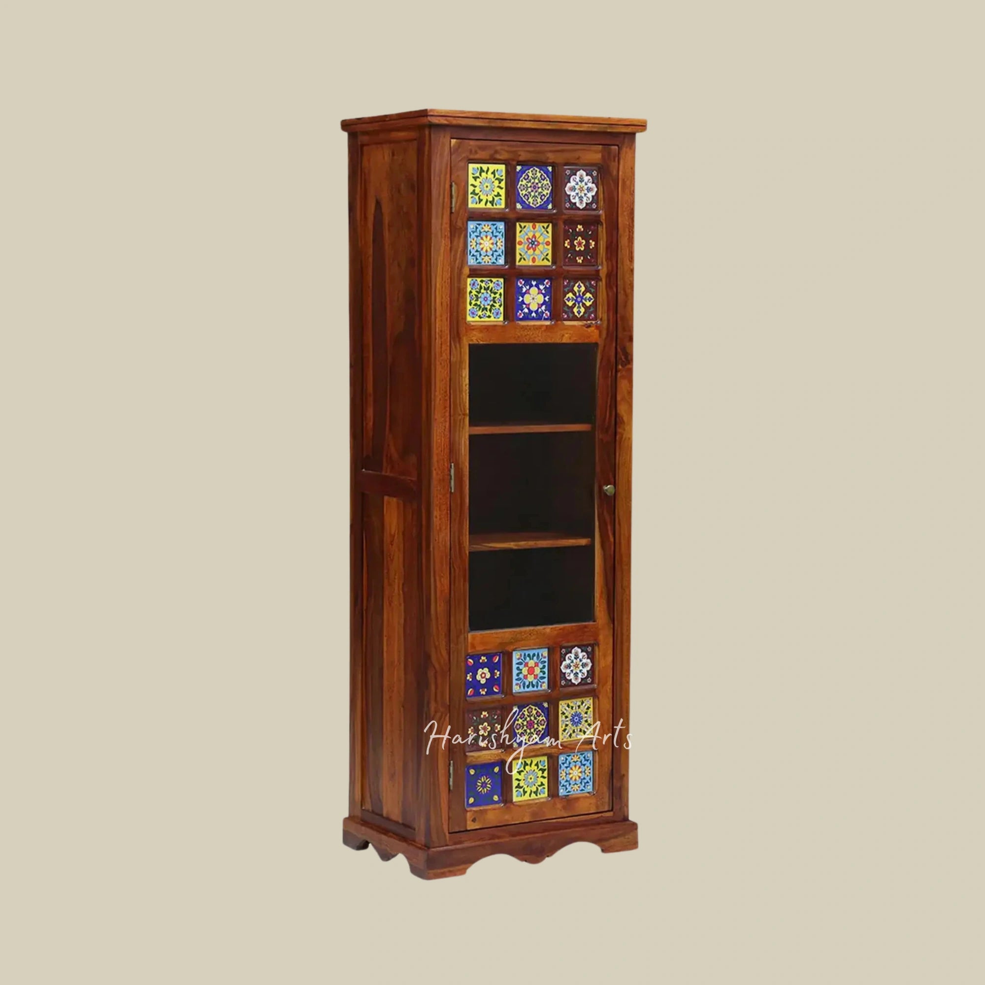 69" Solid Wood Bookcase with Single Door