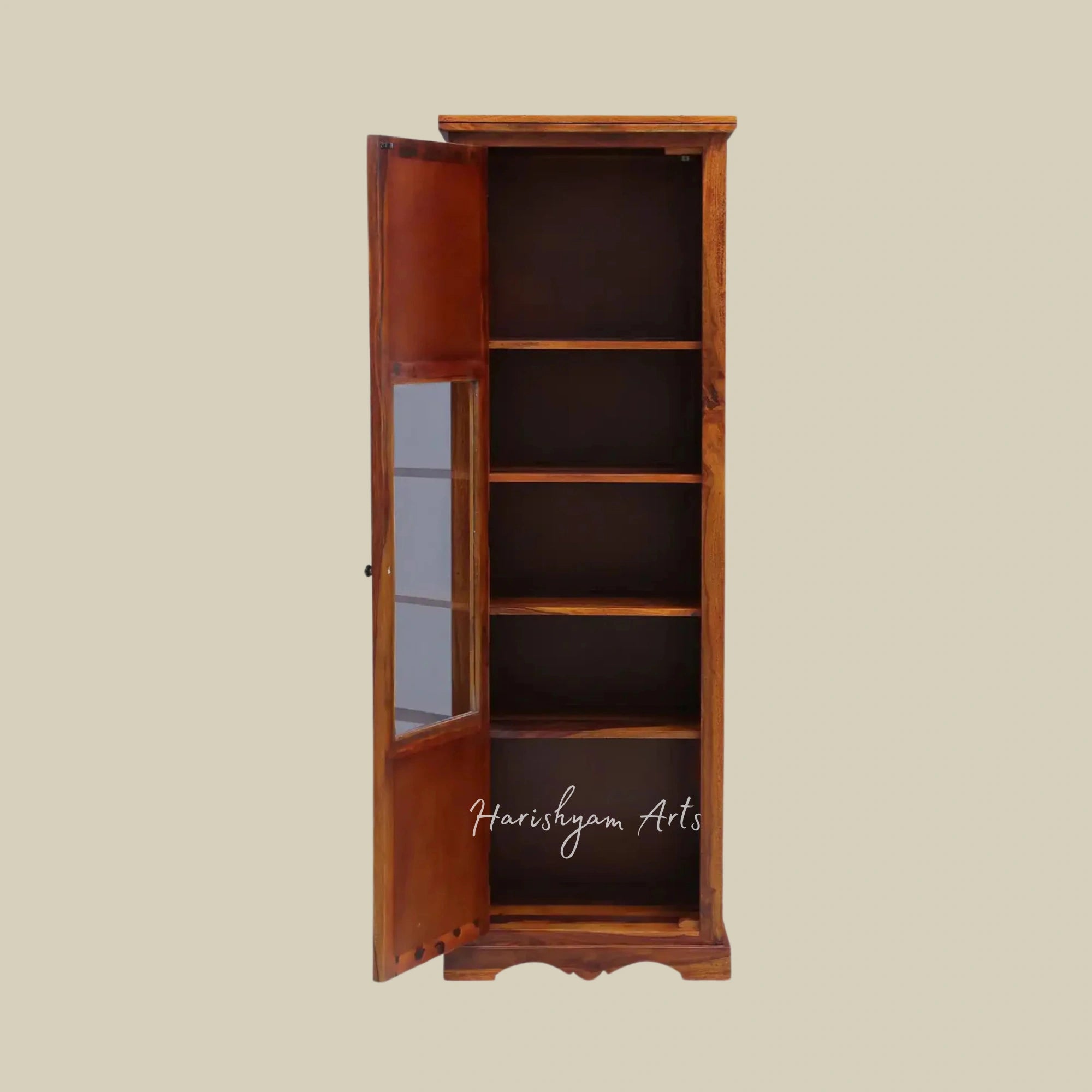 69" Solid Wood Bookcase with Single Door