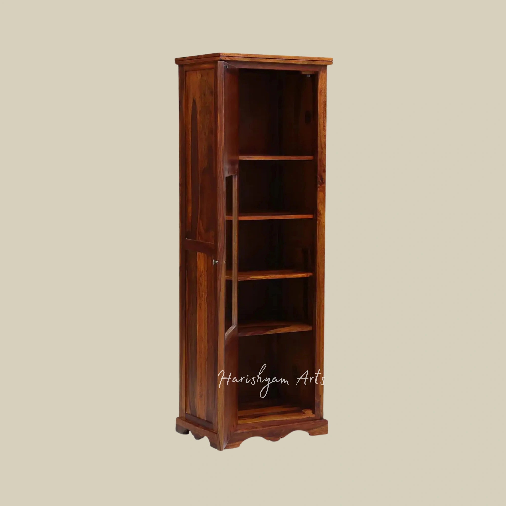 69" Solid Wood Bookcase with Single Door