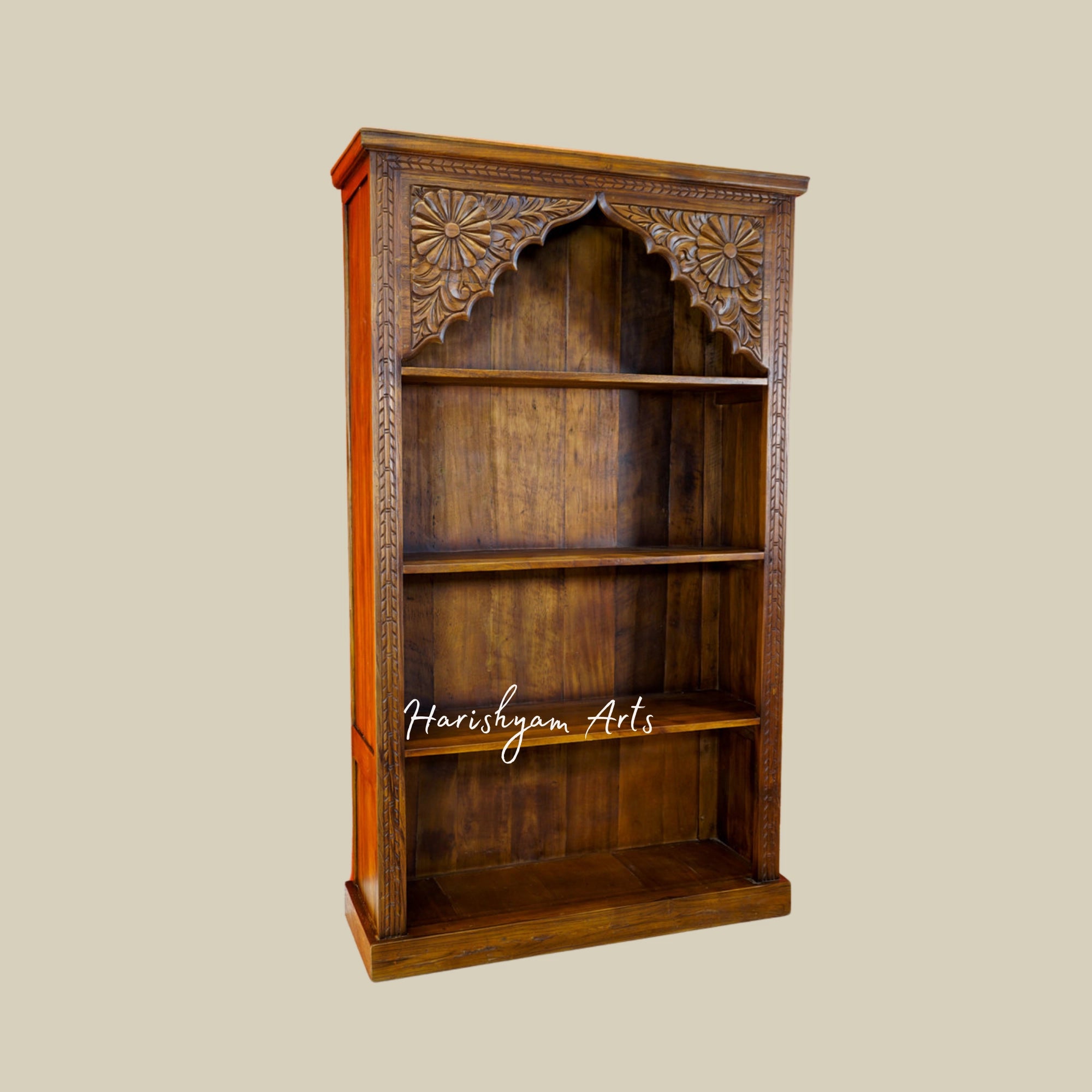 69" Hand-Carved Wooden Bookcase for Home1