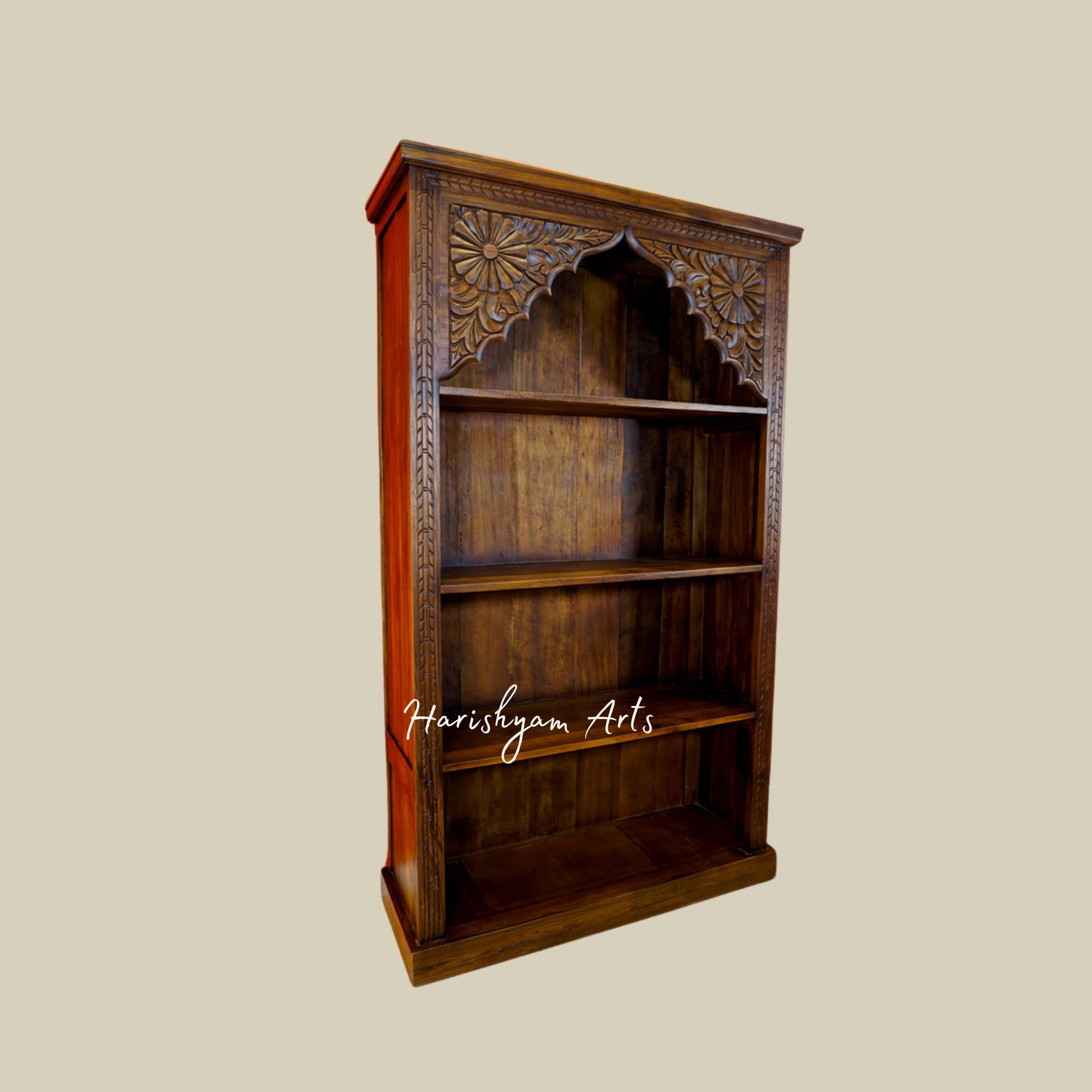 69" Hand-Carved Wooden Bookcase for Home1