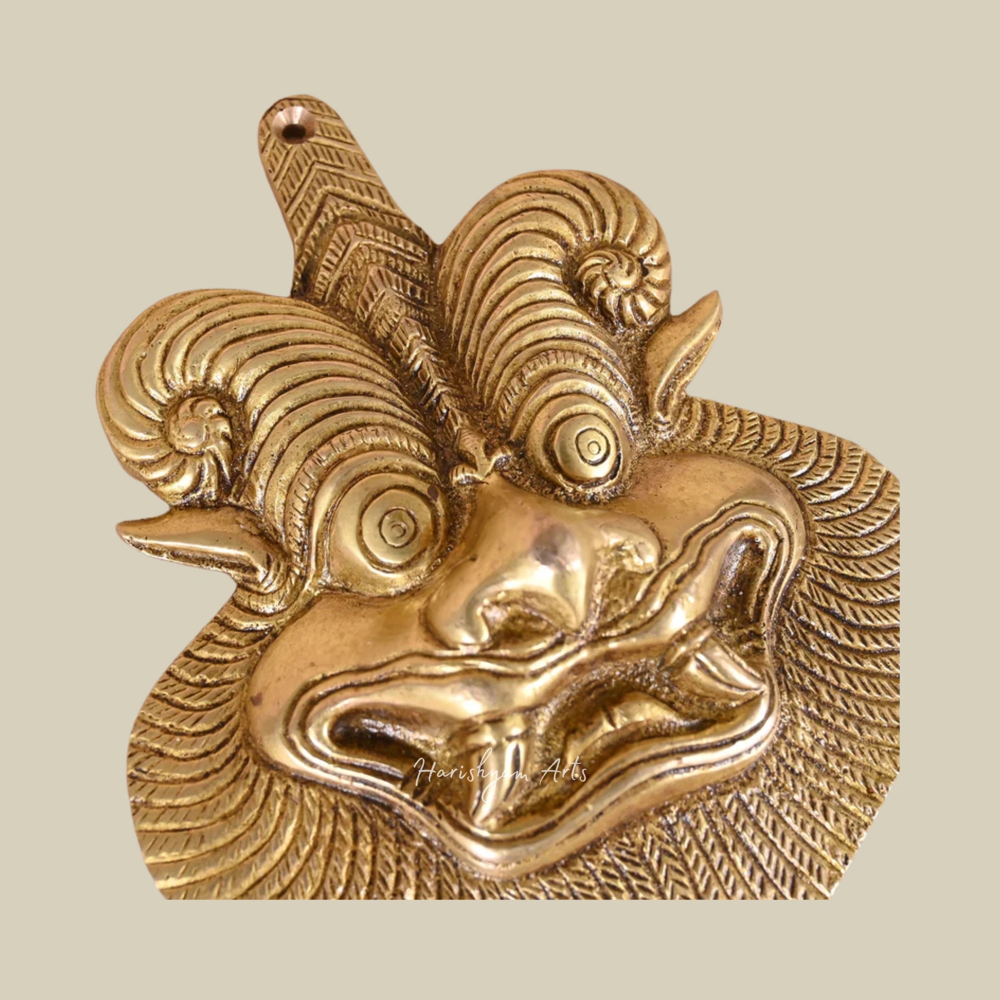 6" Exquisite Brass Yali Wall Hanging Traditional Dragon Face Design for Home Decor