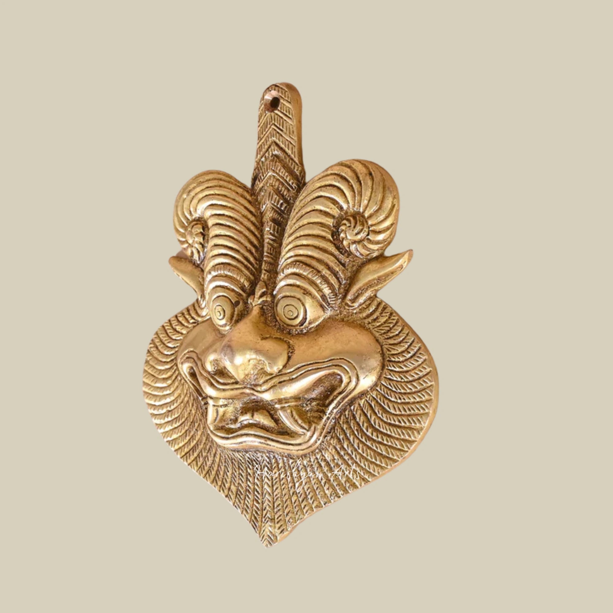 6" Exquisite Brass Yali Wall Hanging Traditional Dragon Face Design for Home Decor1