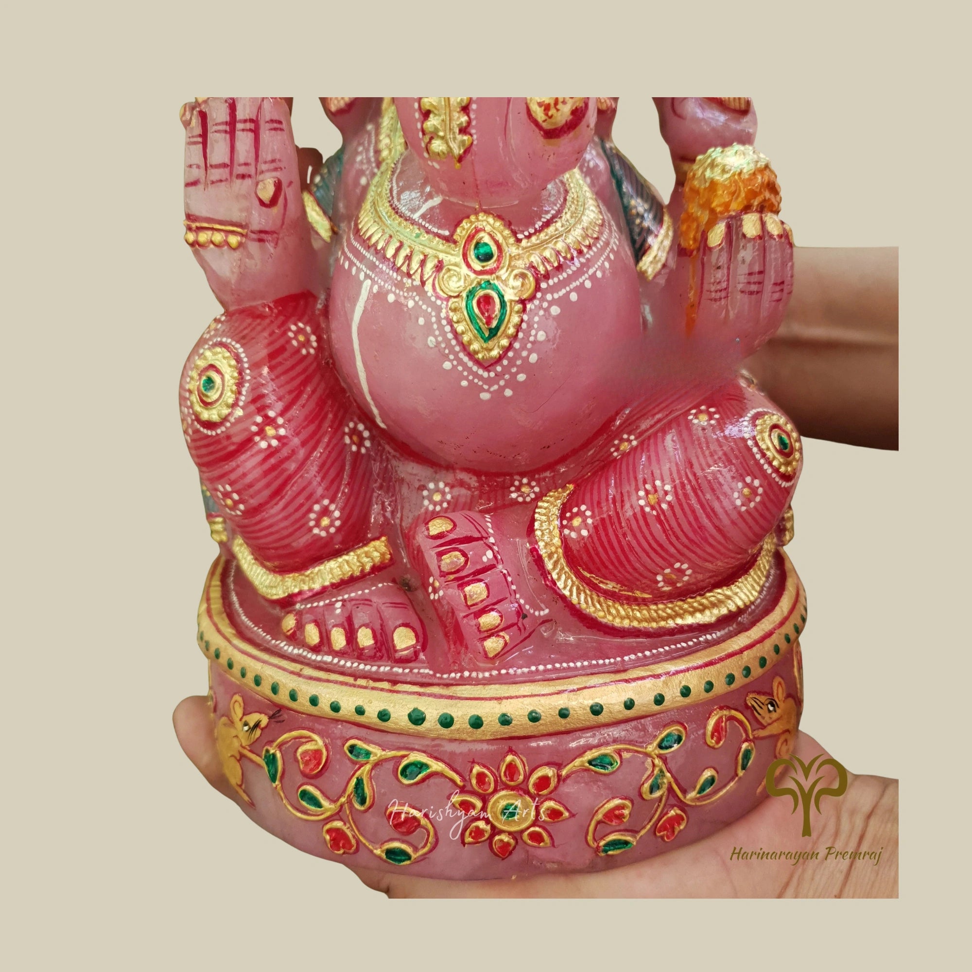 6" Rose Quartz Ganesh Statue Natural Crystal Ganesha Murti for Spiritual Decor Gift