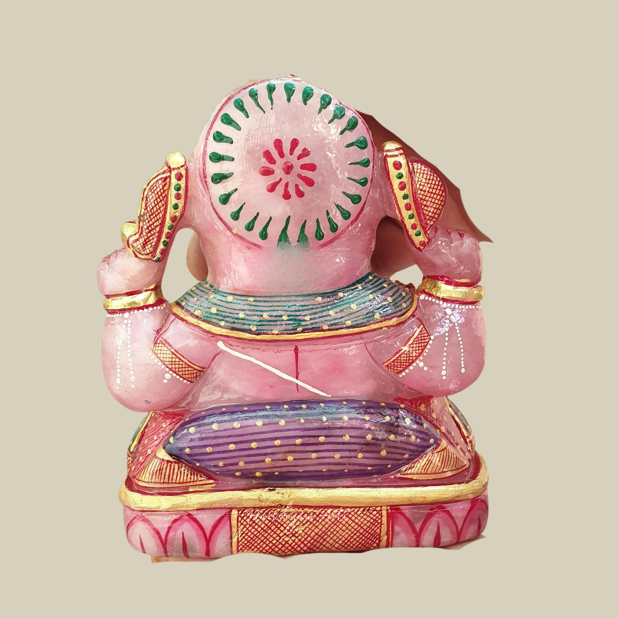 6" Rose Quartz Ganesh Statue Natural Crystal Ganesha Murti for Spiritual Decor Gift