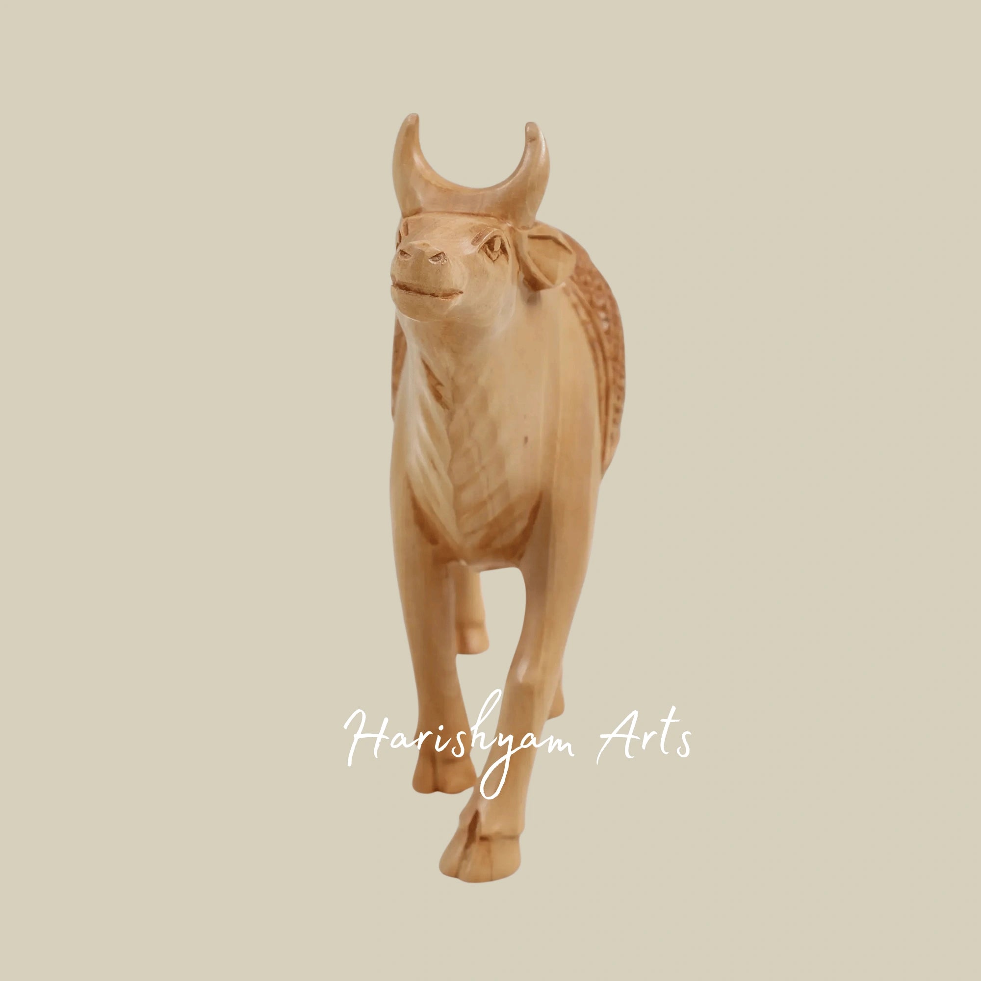 6" Small Wooden Cow Sculpture – Miniature Handcrafted Cow Figurine Decor