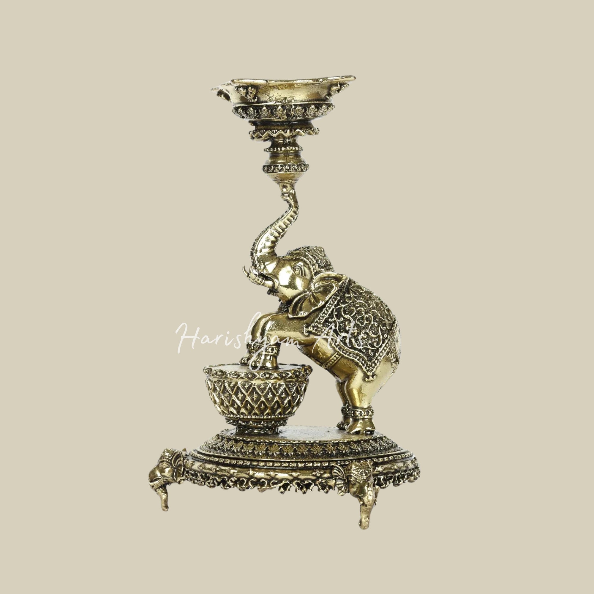 6" Superfine Designer Brass Elephant Lamp