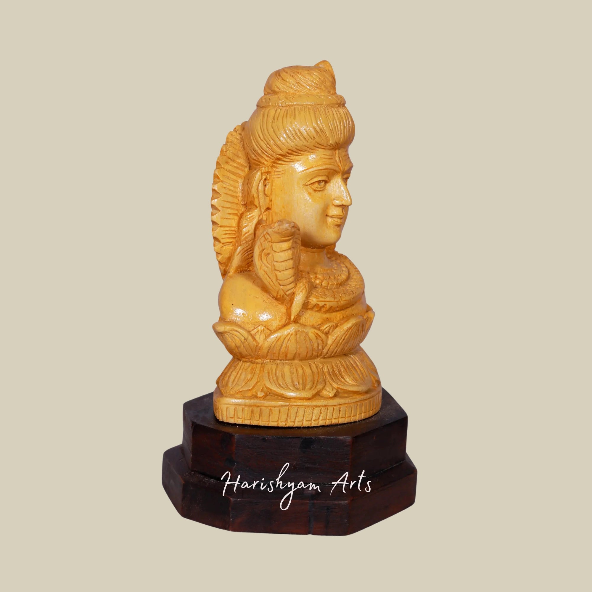 6" Small Wooden Lord Shiva Bust Statue | Exquisite Wooden Shiv Head Sculpture4