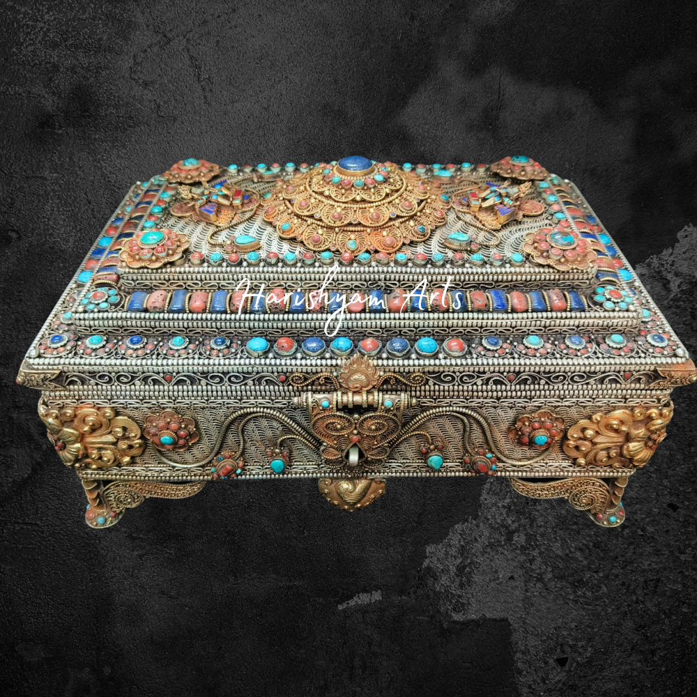 6" Handmande Vintage Tibetan Jewelry box Container