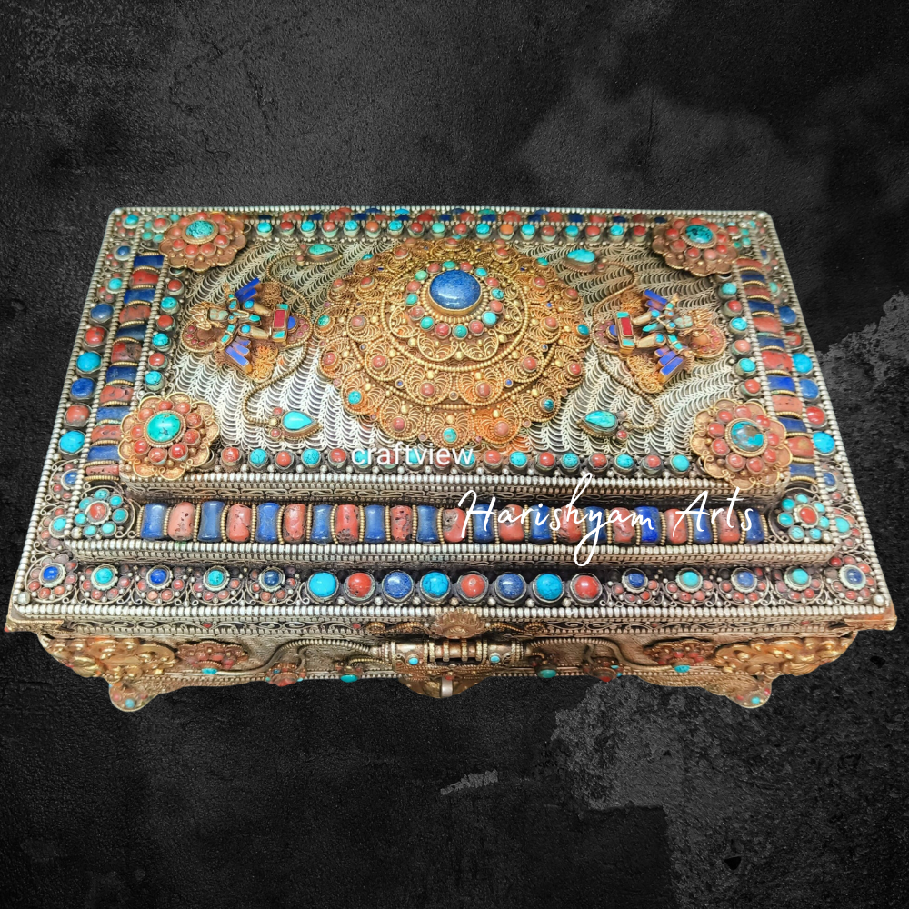 6" Handmande Vintage Tibetan Jewelry box Container