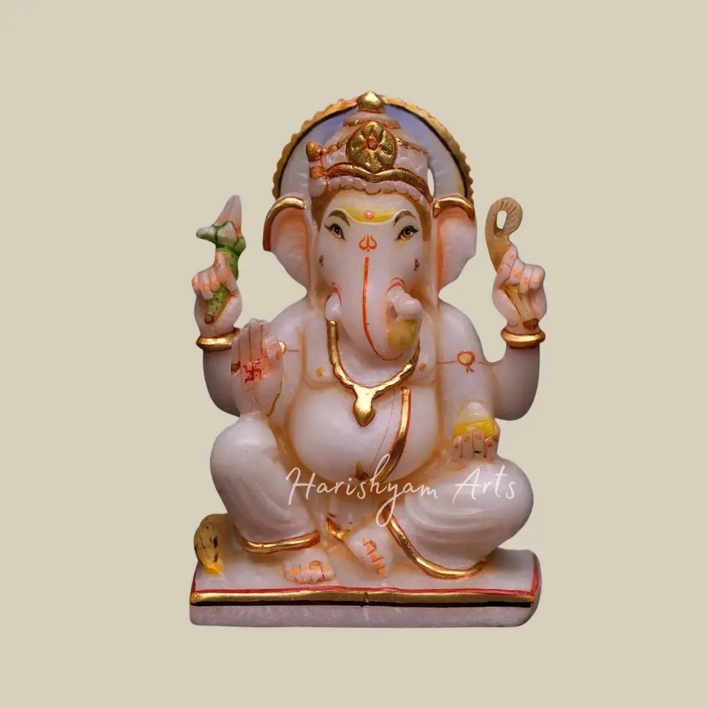 6" Small Marble Ganesha Moorti