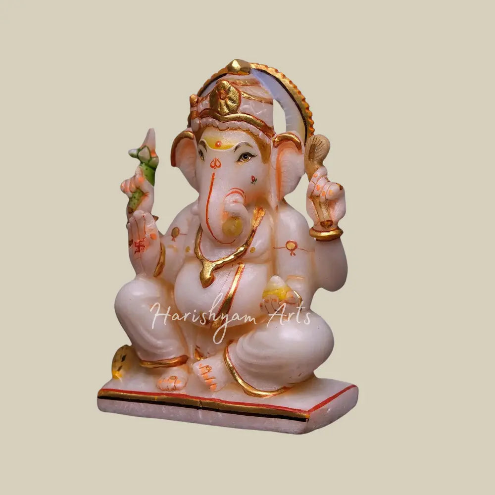 6" Small Marble Ganesha Moorti