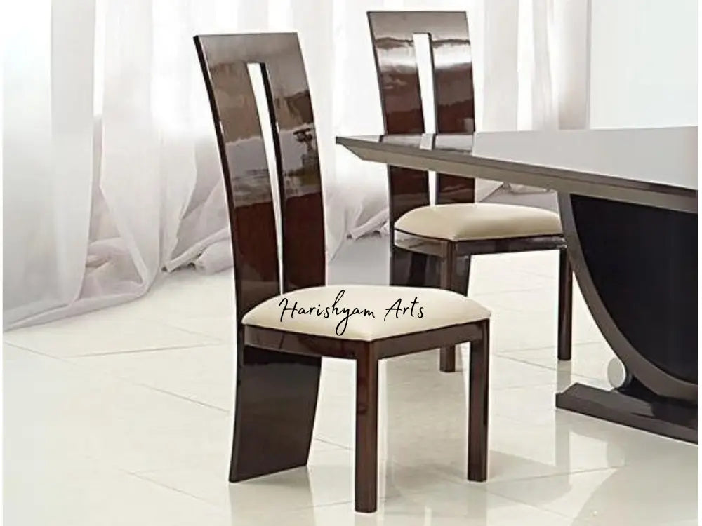 7-Piece Dark Brown Lacquer Dining Table Set