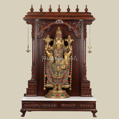 70'' Super Large Hindu Idol Wooden Mandir Frame With Lights