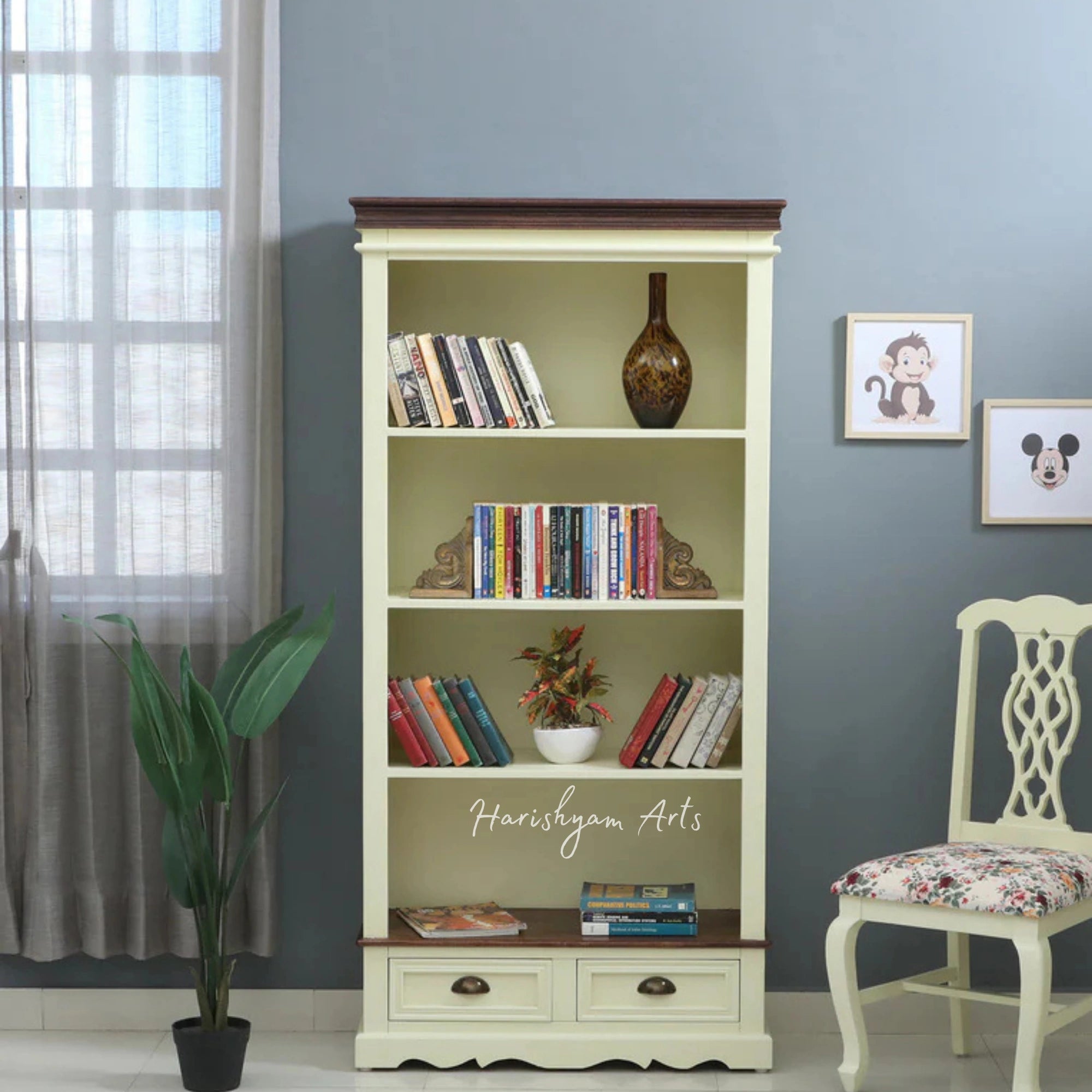 71" Solid Wood Bookshelf in Elegant Tulip Finish