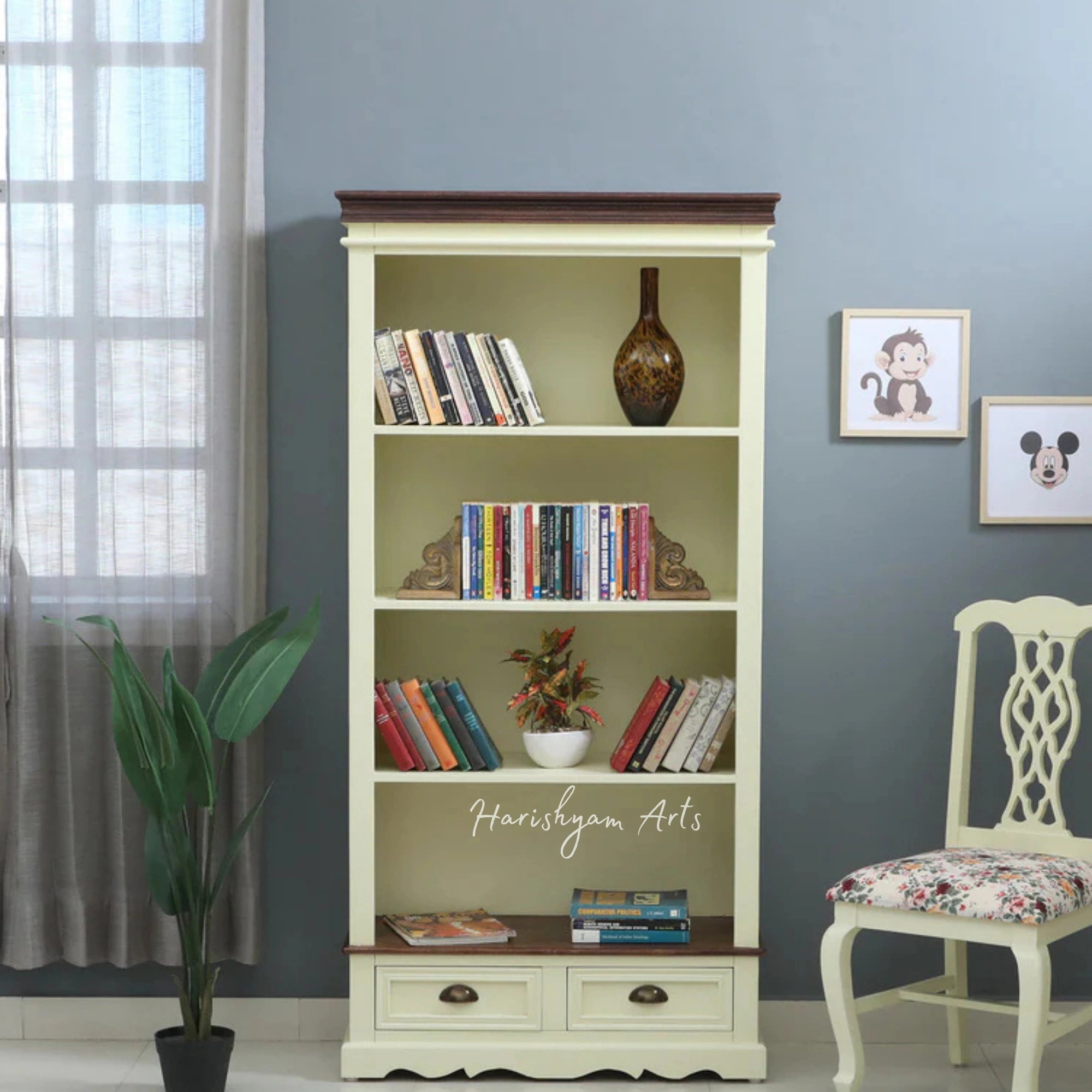 71" Solid Wood Bookshelf in Elegant Tulip Finish