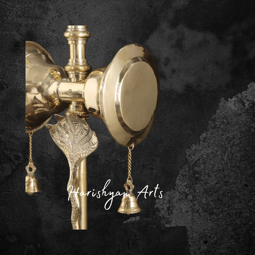 72" Brass Divya Trishul with Damru for Positive Energy