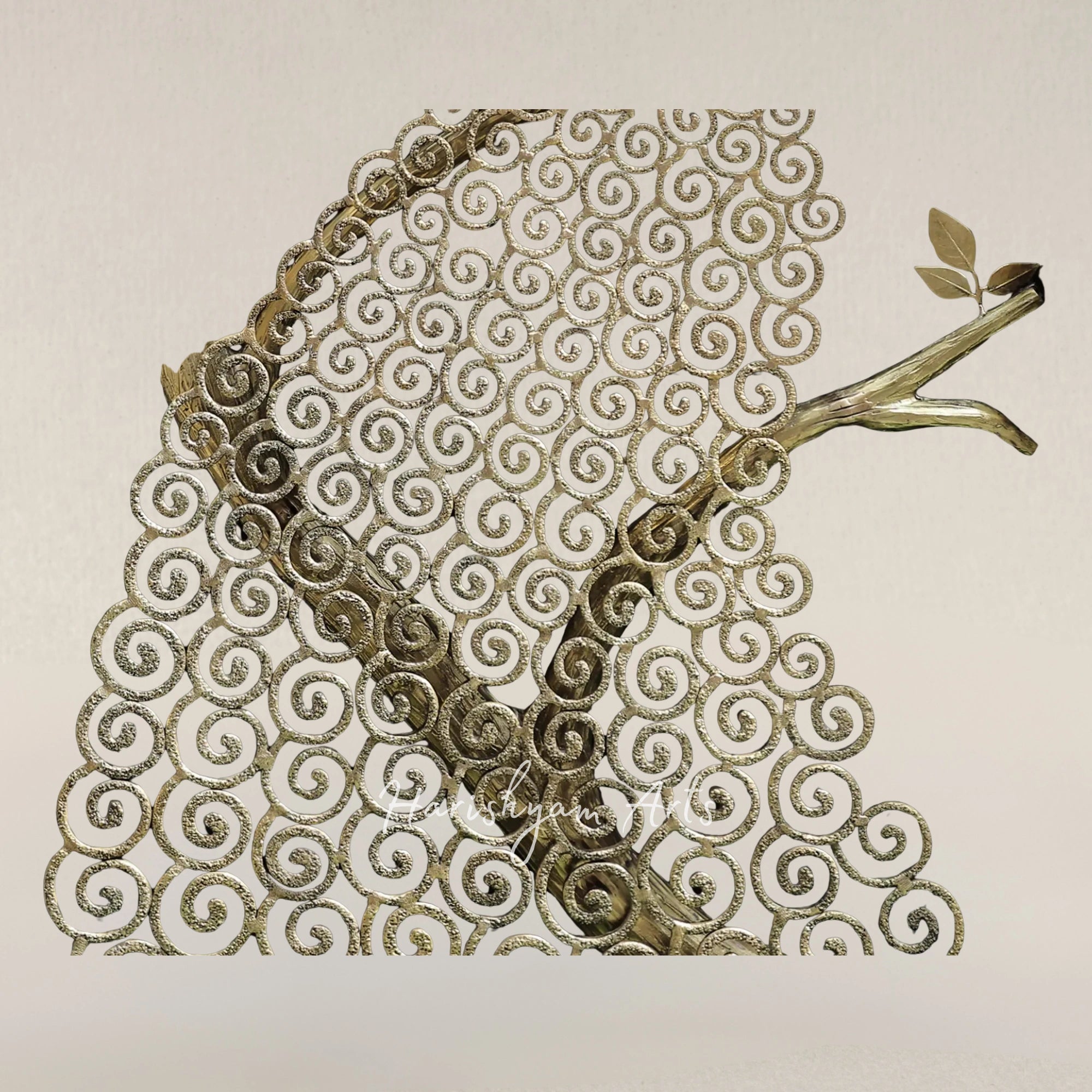 72" Grand Brass Jali Panel Featuring Ornate Peacock Grill Artwork