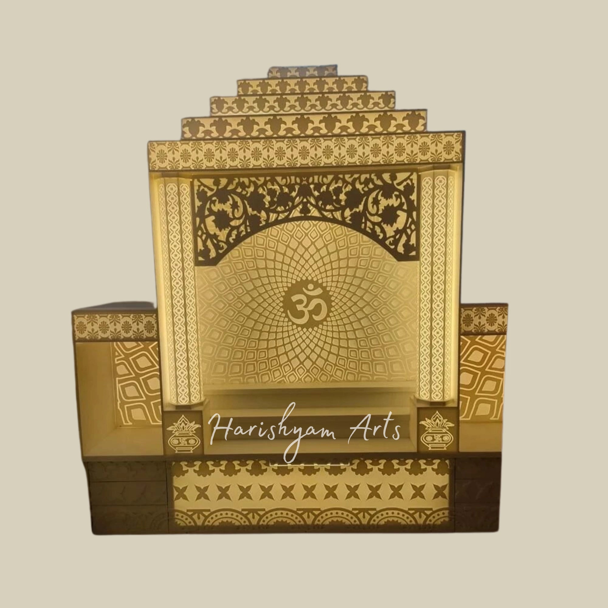 72" Corian Mandir Buy Online with Om Panel