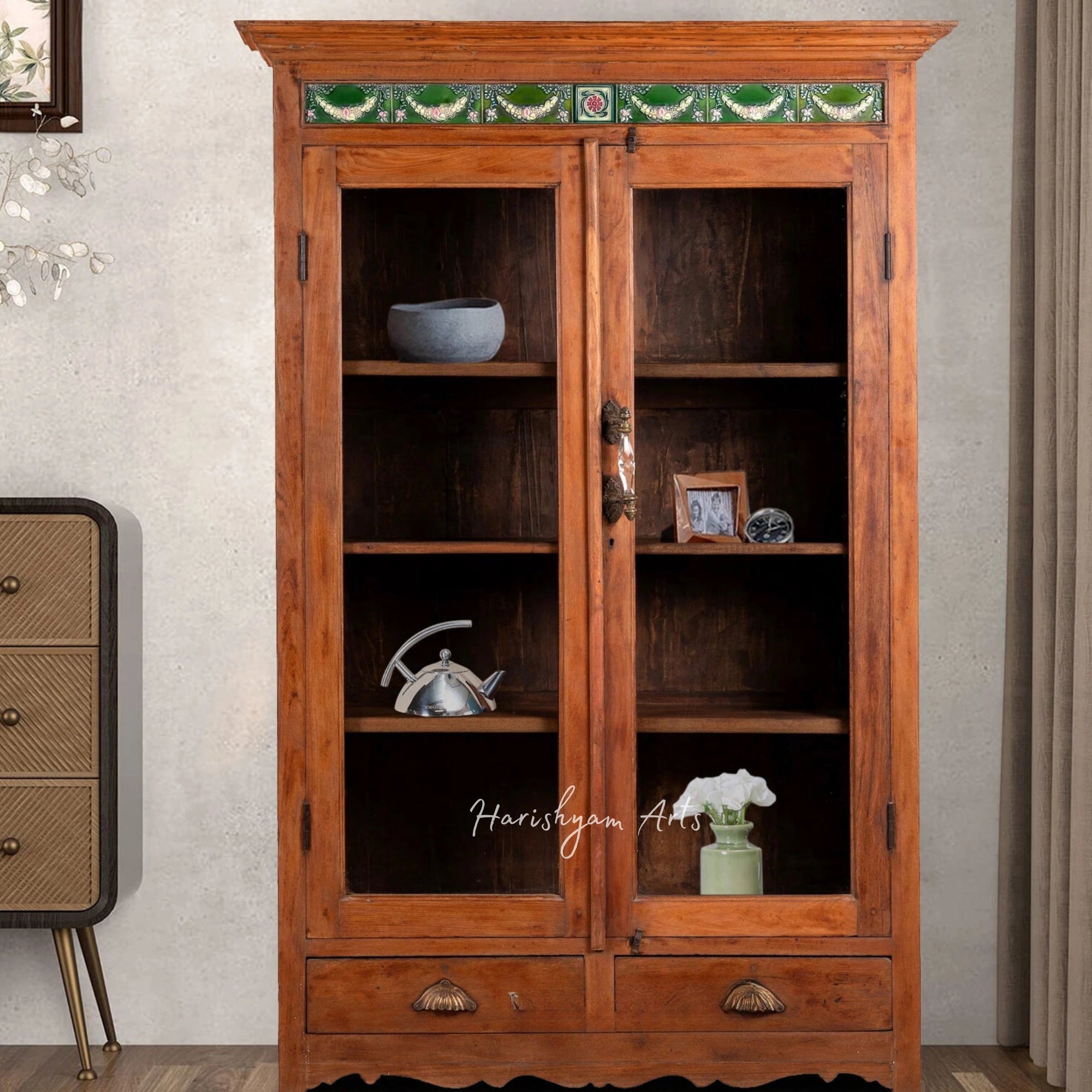 73" Rustic Natural Walnut Solid Wood Bookshelf with Storage