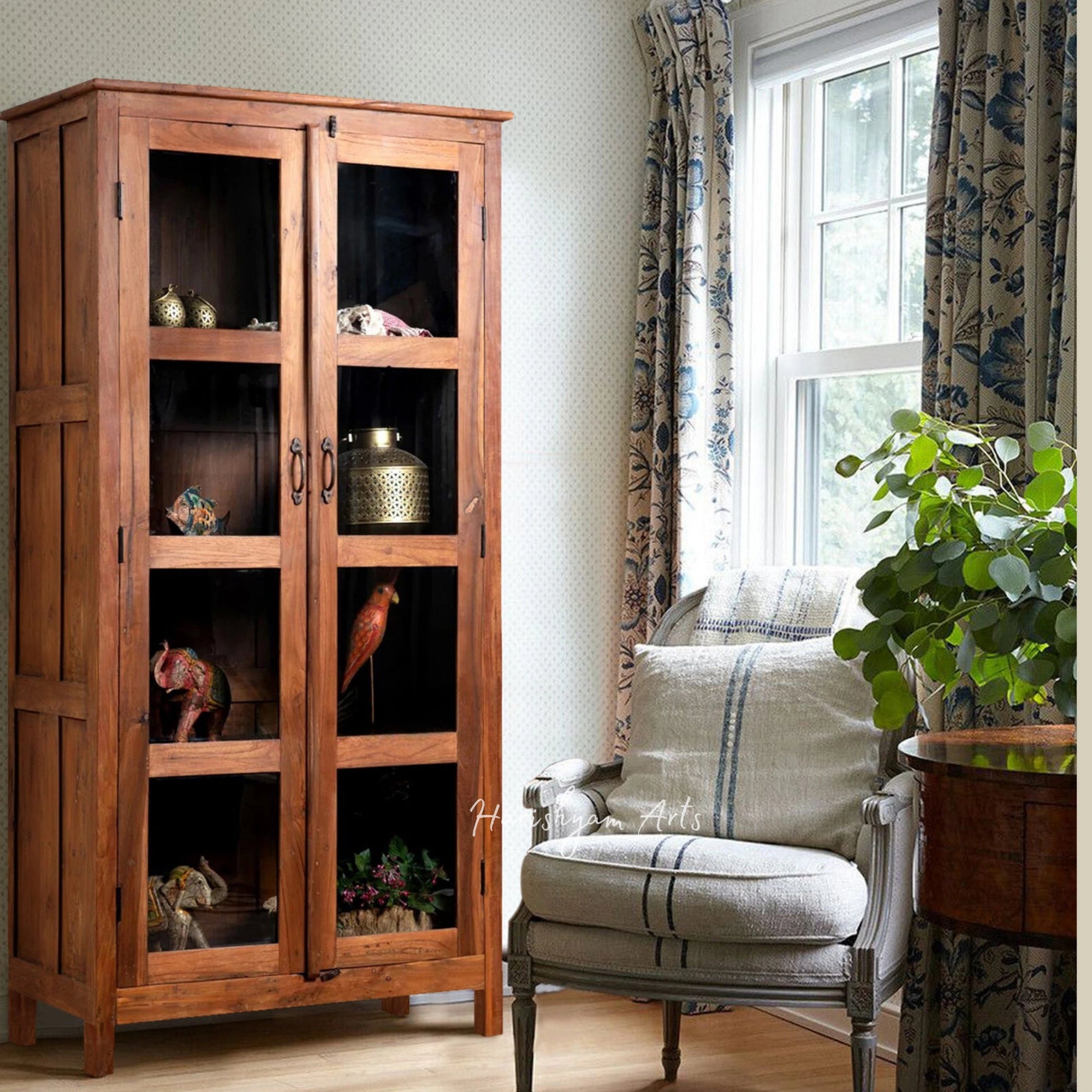 75" Handcrafted Wooden Bookshelf with Storage Compartments