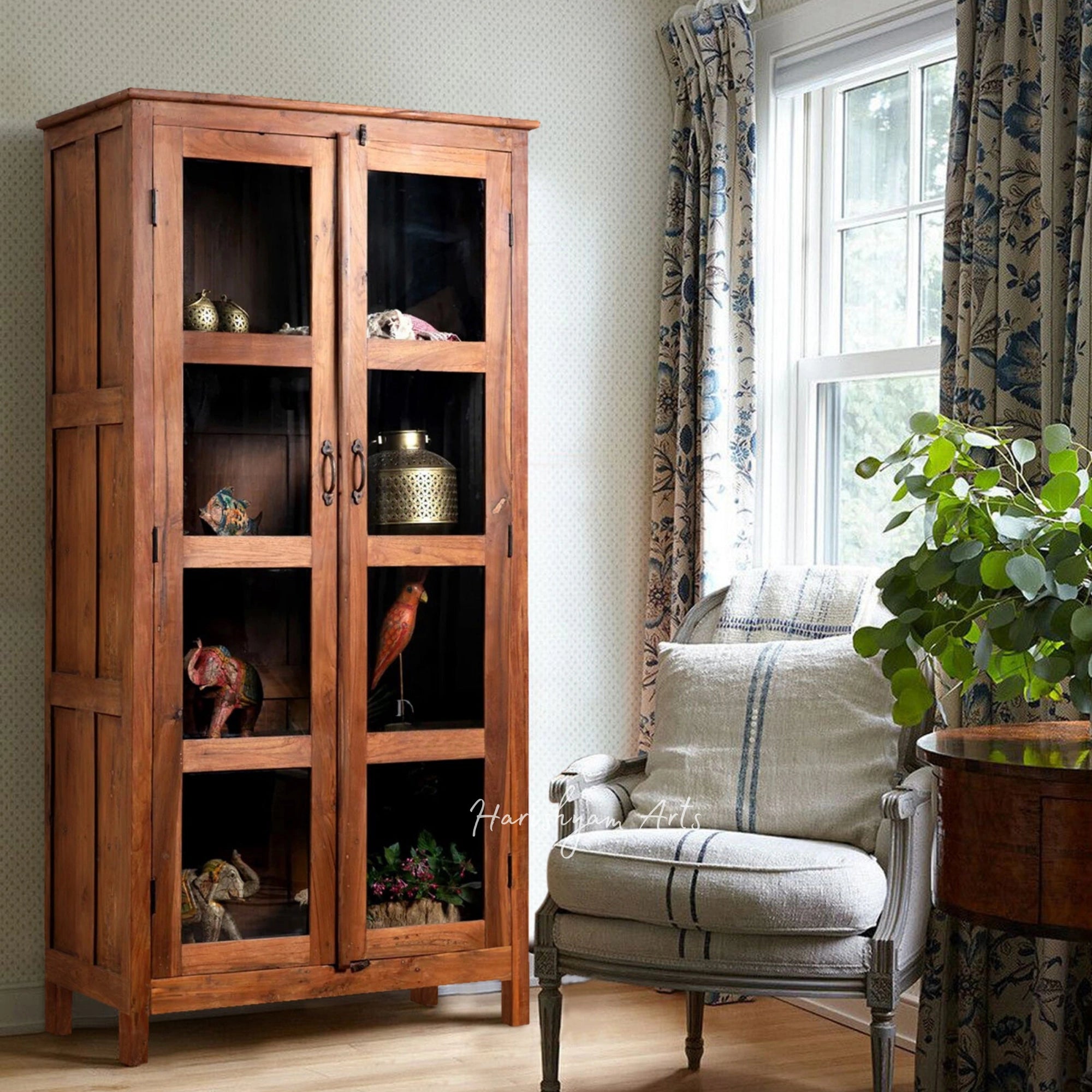 75" Handcrafted Wooden Bookshelf with Storage Compartments