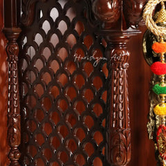 75" Large Designer Handcarved Teak Wood Pooja Mandir