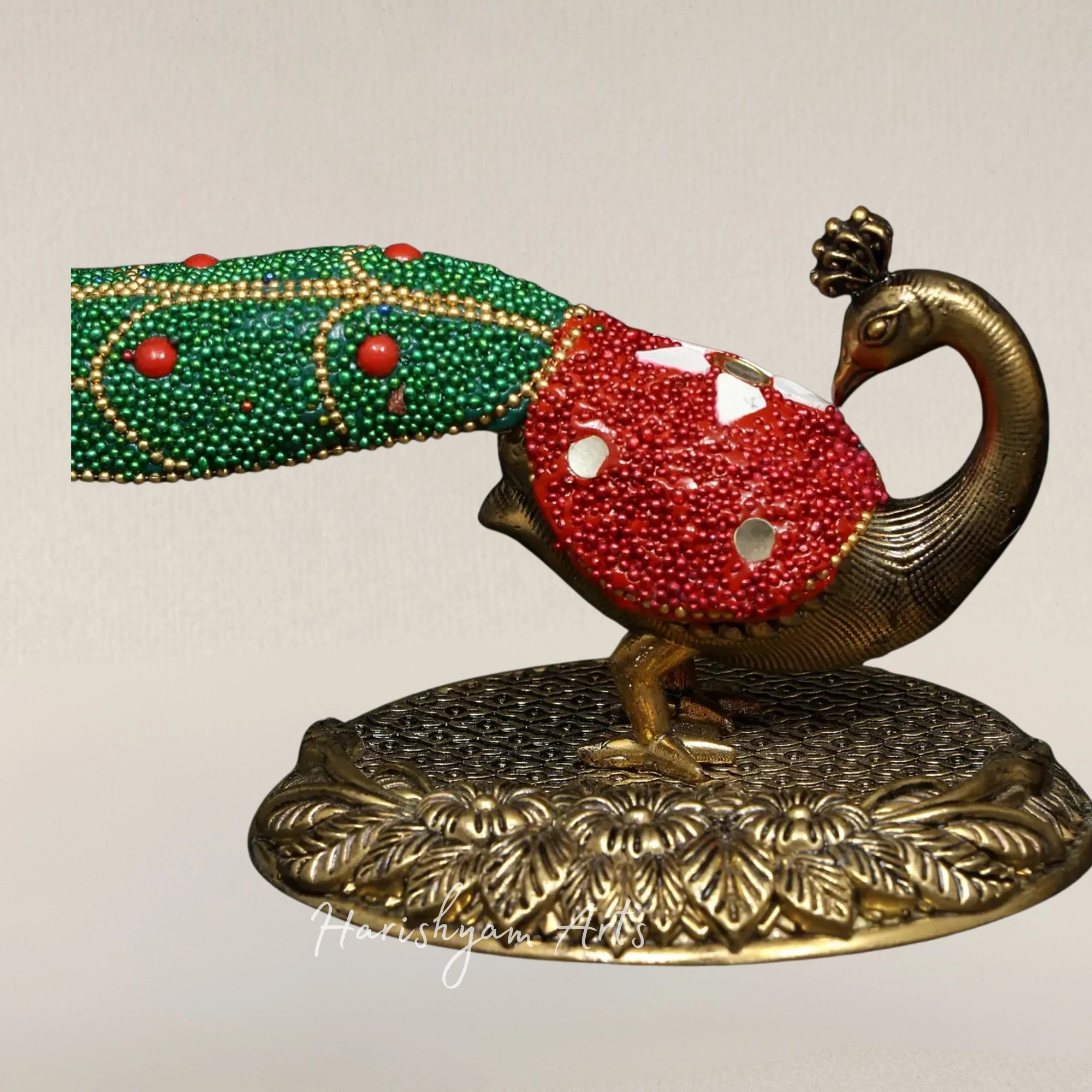 7" Exquisite Twin Peacock Statues for Elegant Home Decoration