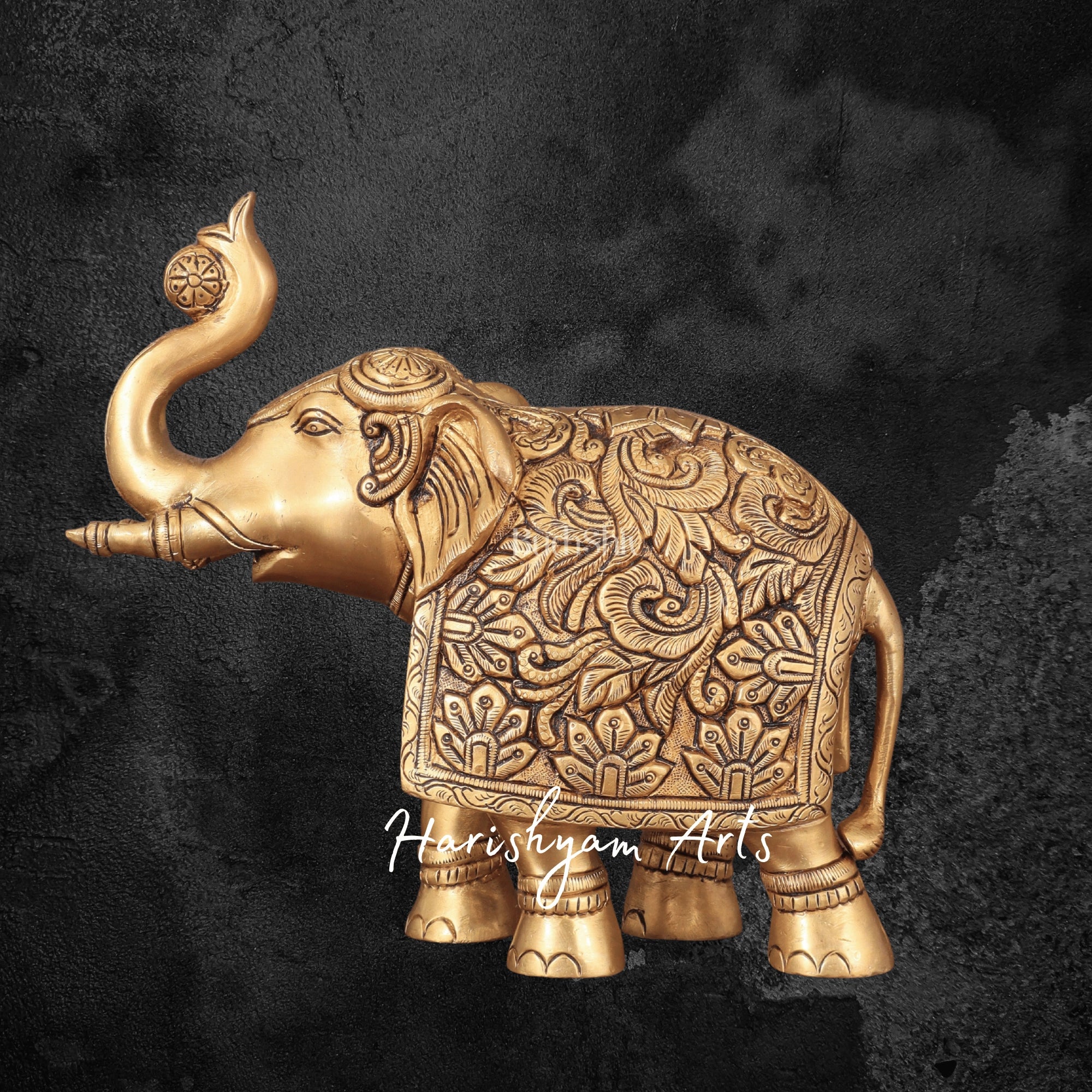 7" Handcrafted Brass Elephant Figurine for Table Decor