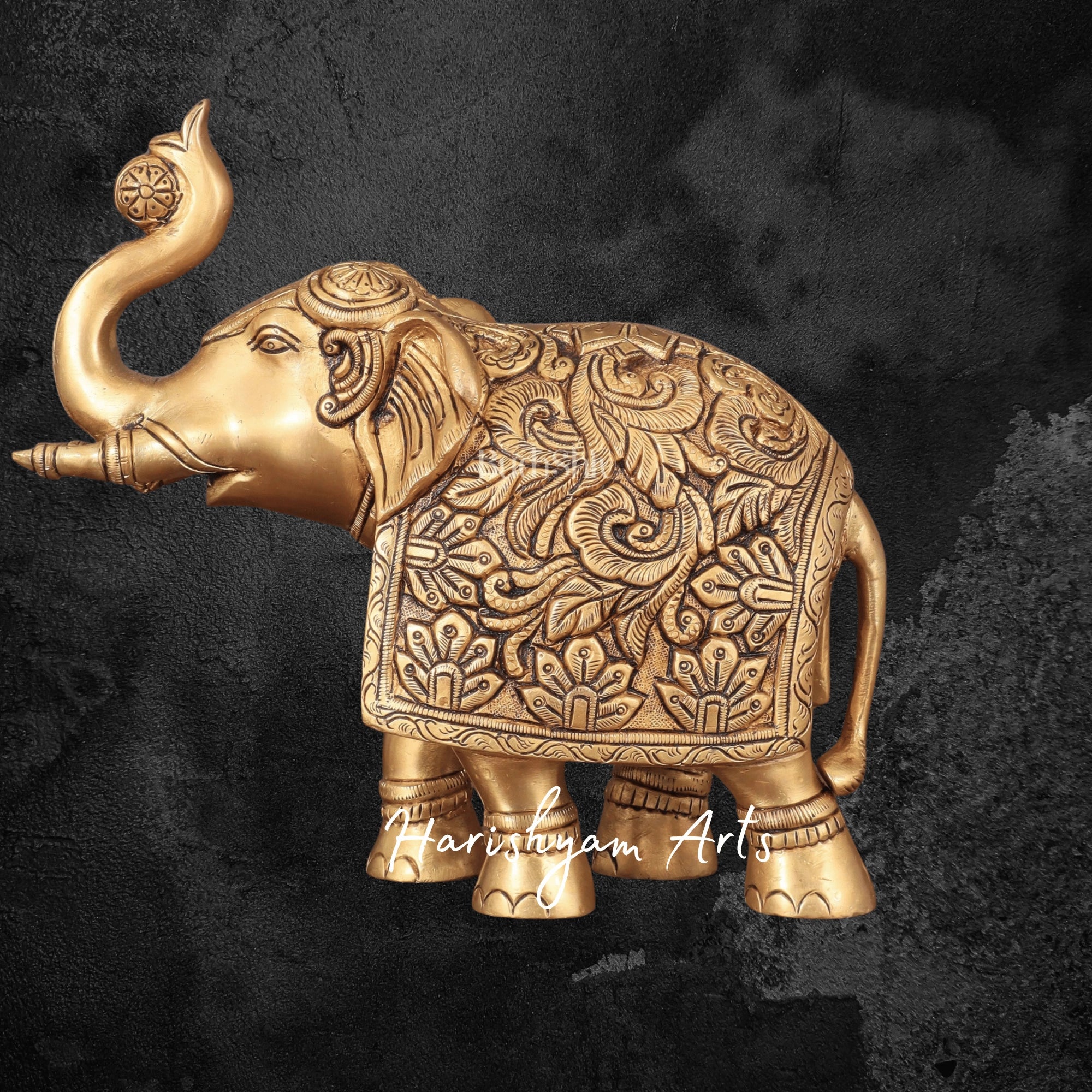7" Handcrafted Brass Elephant Figurine for Table Decor