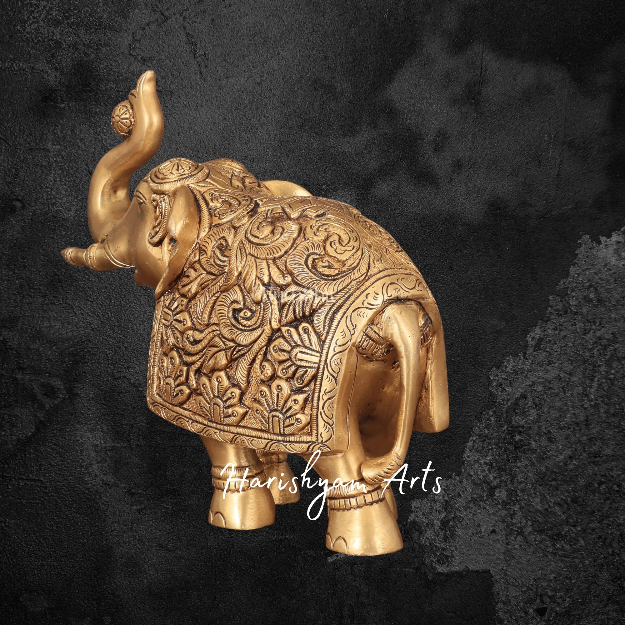 7" Handcrafted Brass Elephant Figurine for Table Decor