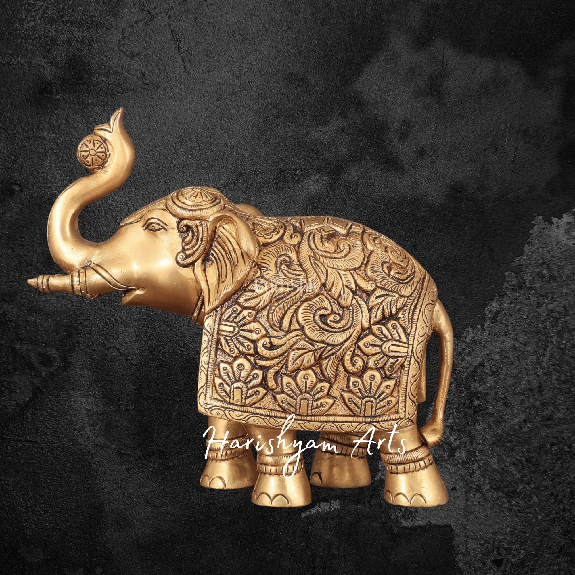 7" Handcrafted Brass Elephant Figurine for Table Decor