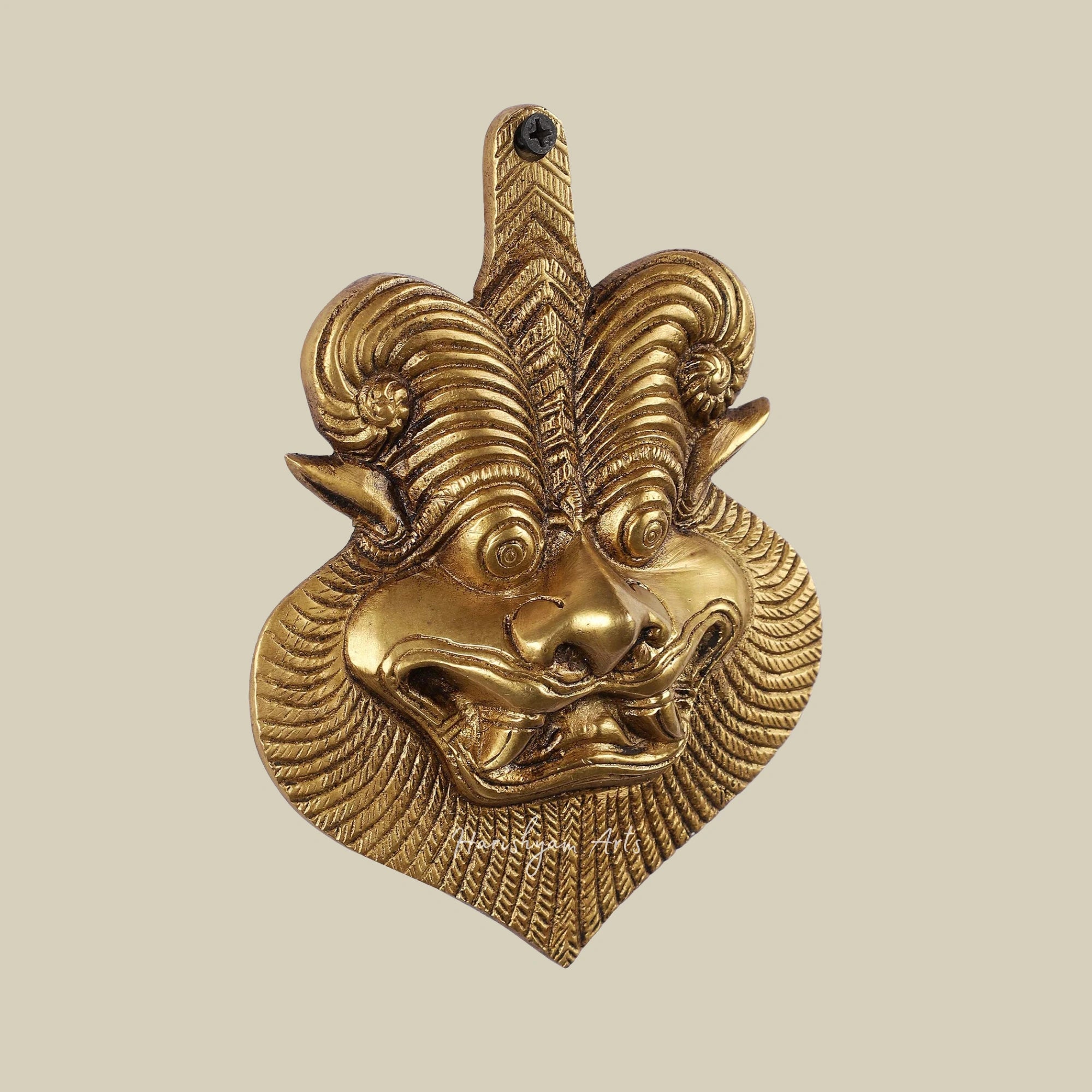 7" Handcrafted Brass Yali Wall Sculpture – Perfect for Vastu and Home Decor1