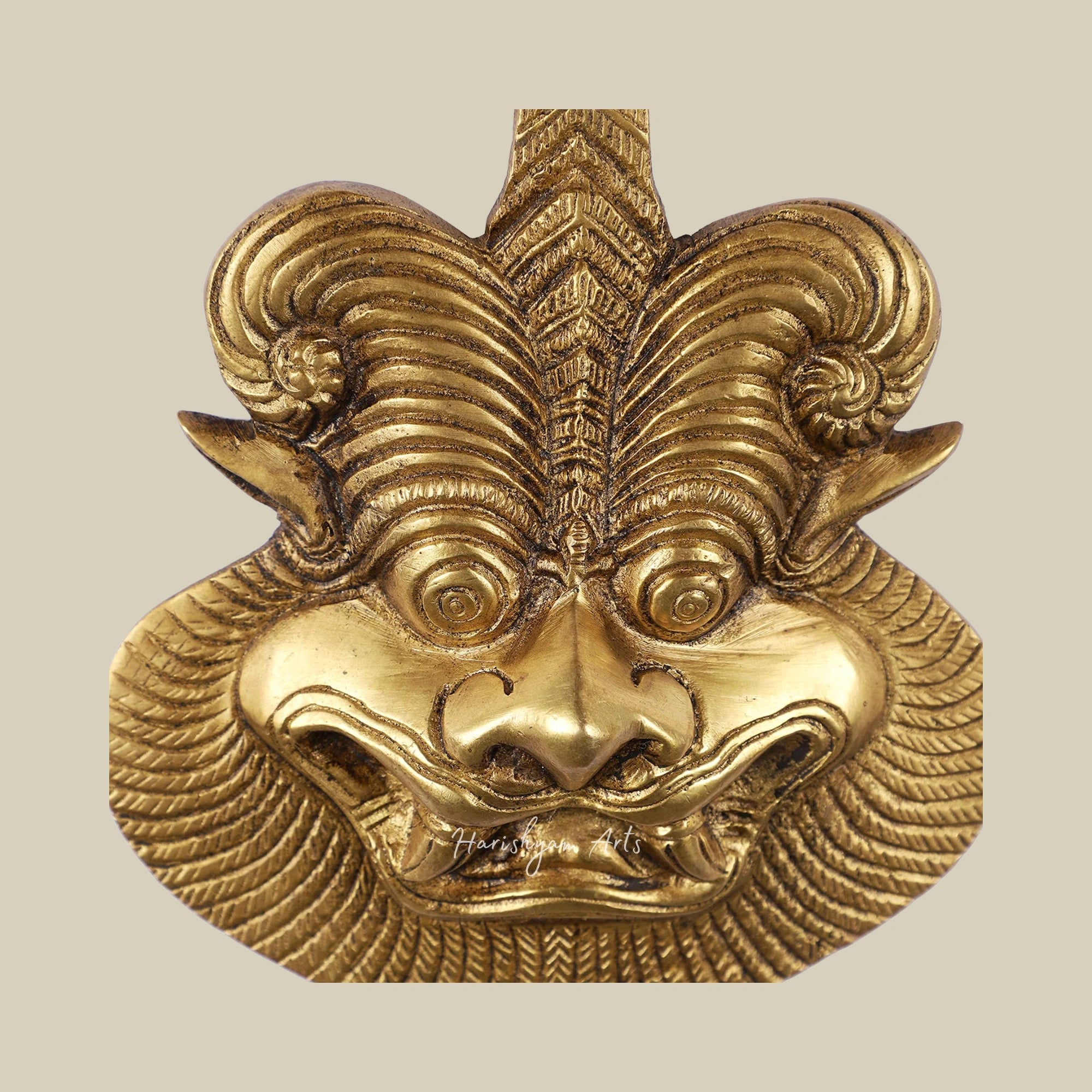 7" Handcrafted Brass Yali Wall Sculpture – Perfect for Vastu and Home Decor3