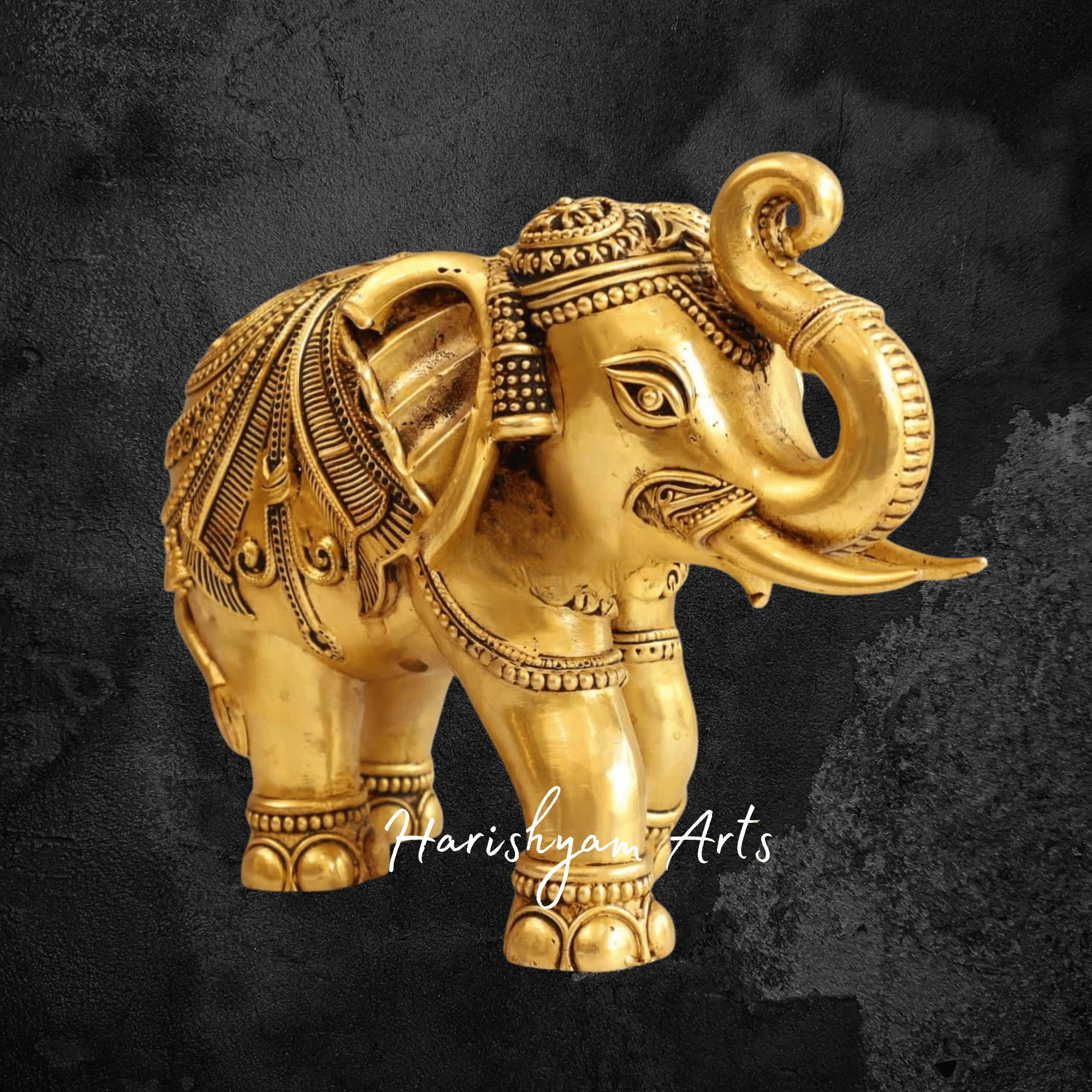 7" Premium Lightweight Brass Elephant Statue for Living Room Decor