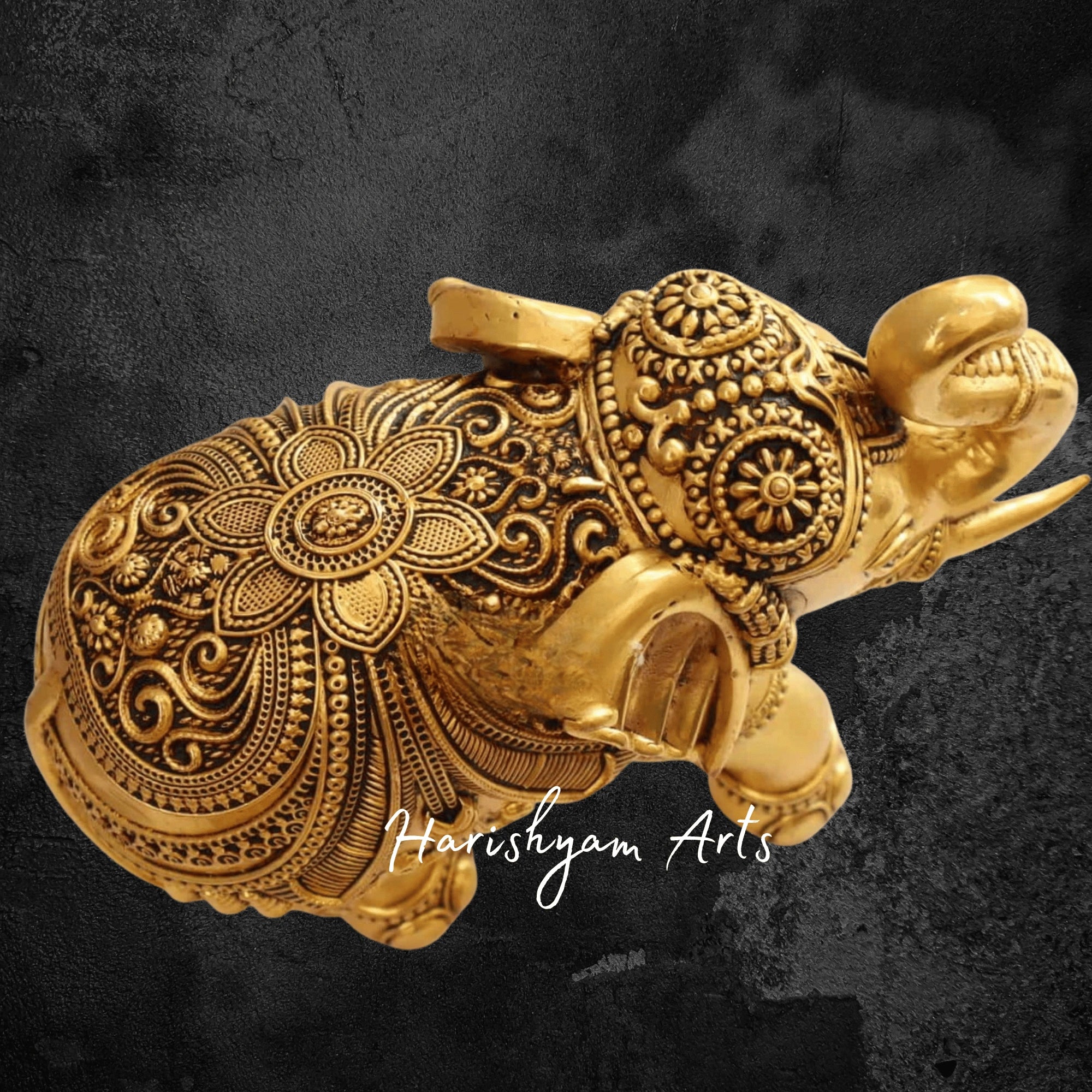 7" Premium Lightweight Brass Elephant Statue for Living Room Decor