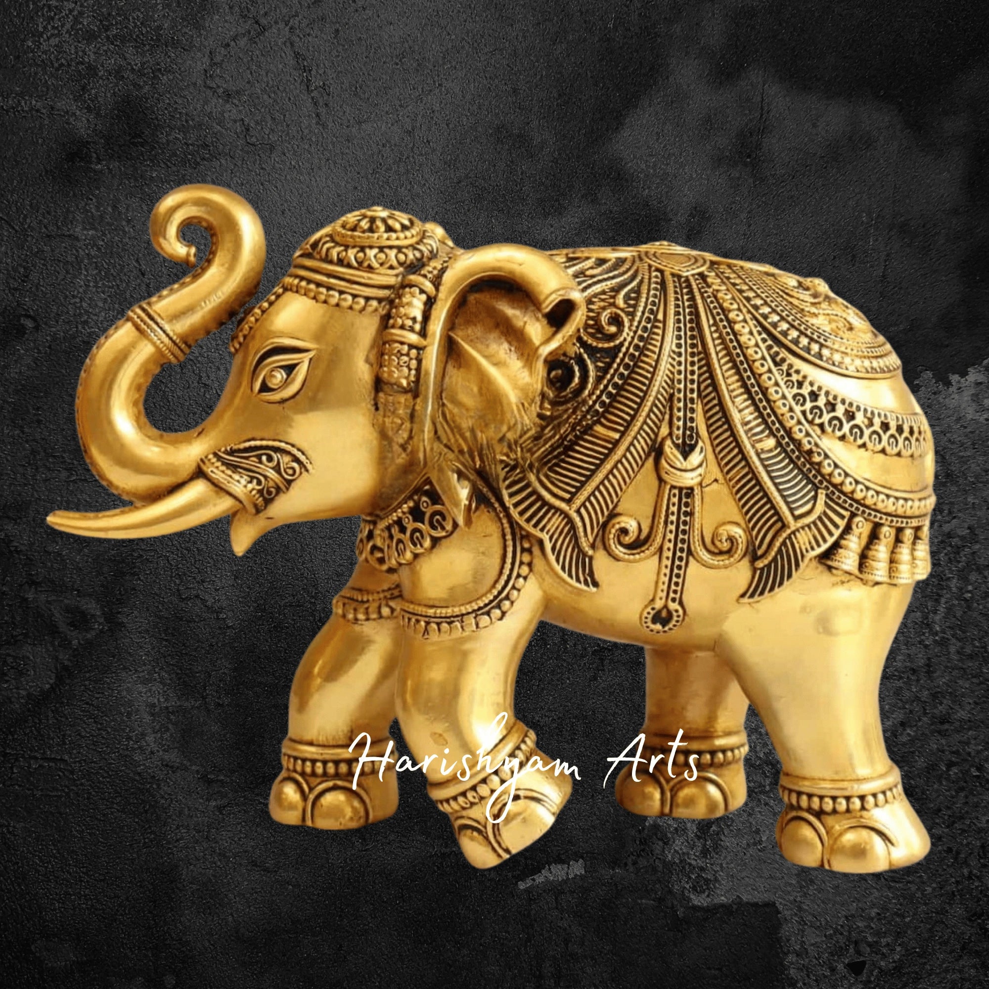 7" Premium Lightweight Brass Elephant Statue for Living Room Decor