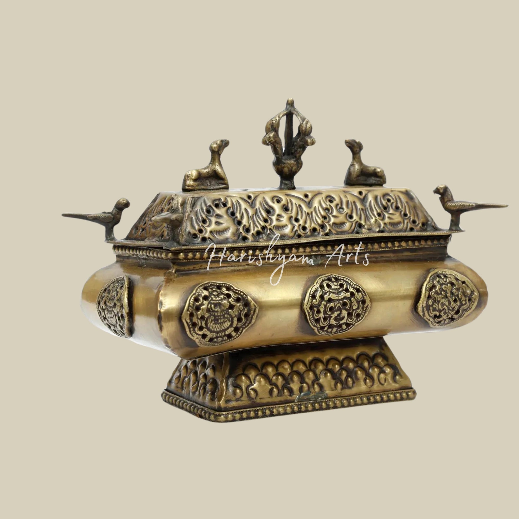 7" Brass Tibetan Buddhist Incense Burner3