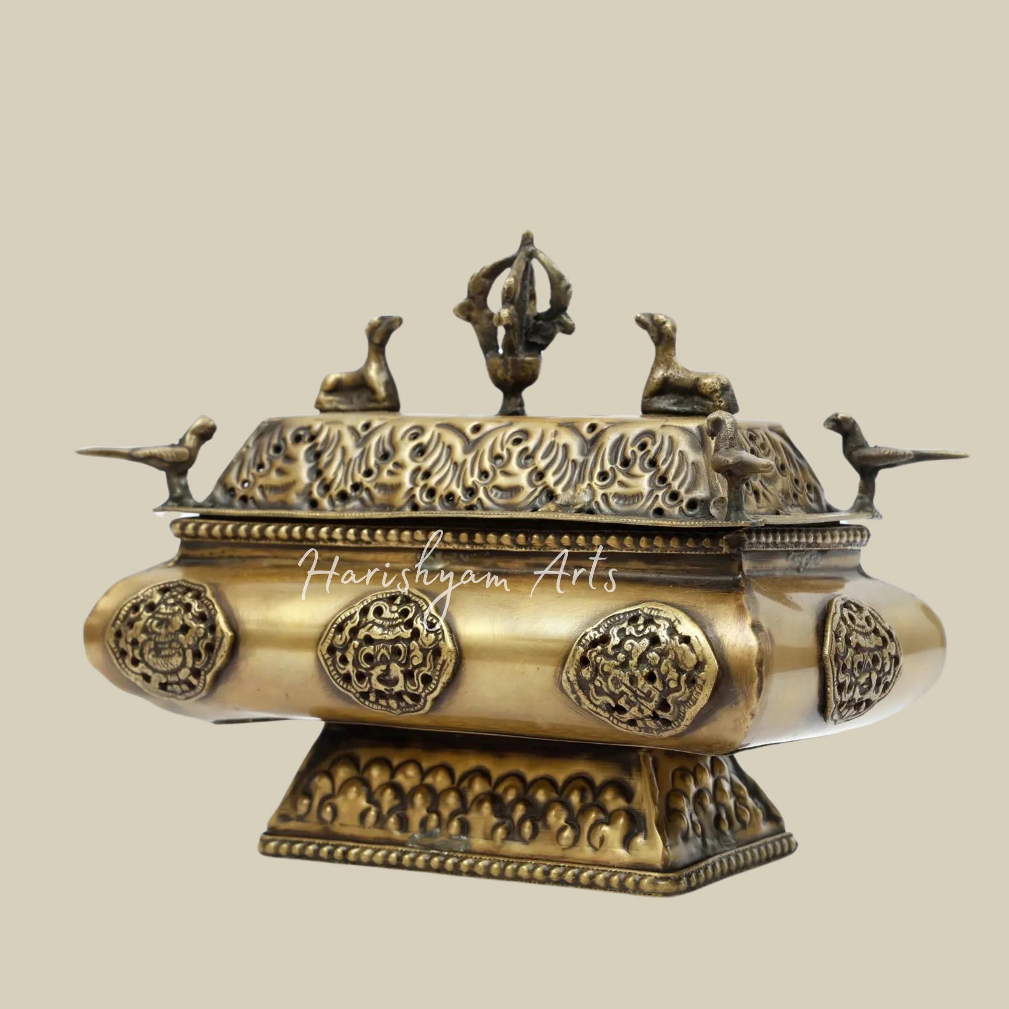 7" Brass Tibetan Buddhist Incense Burner4