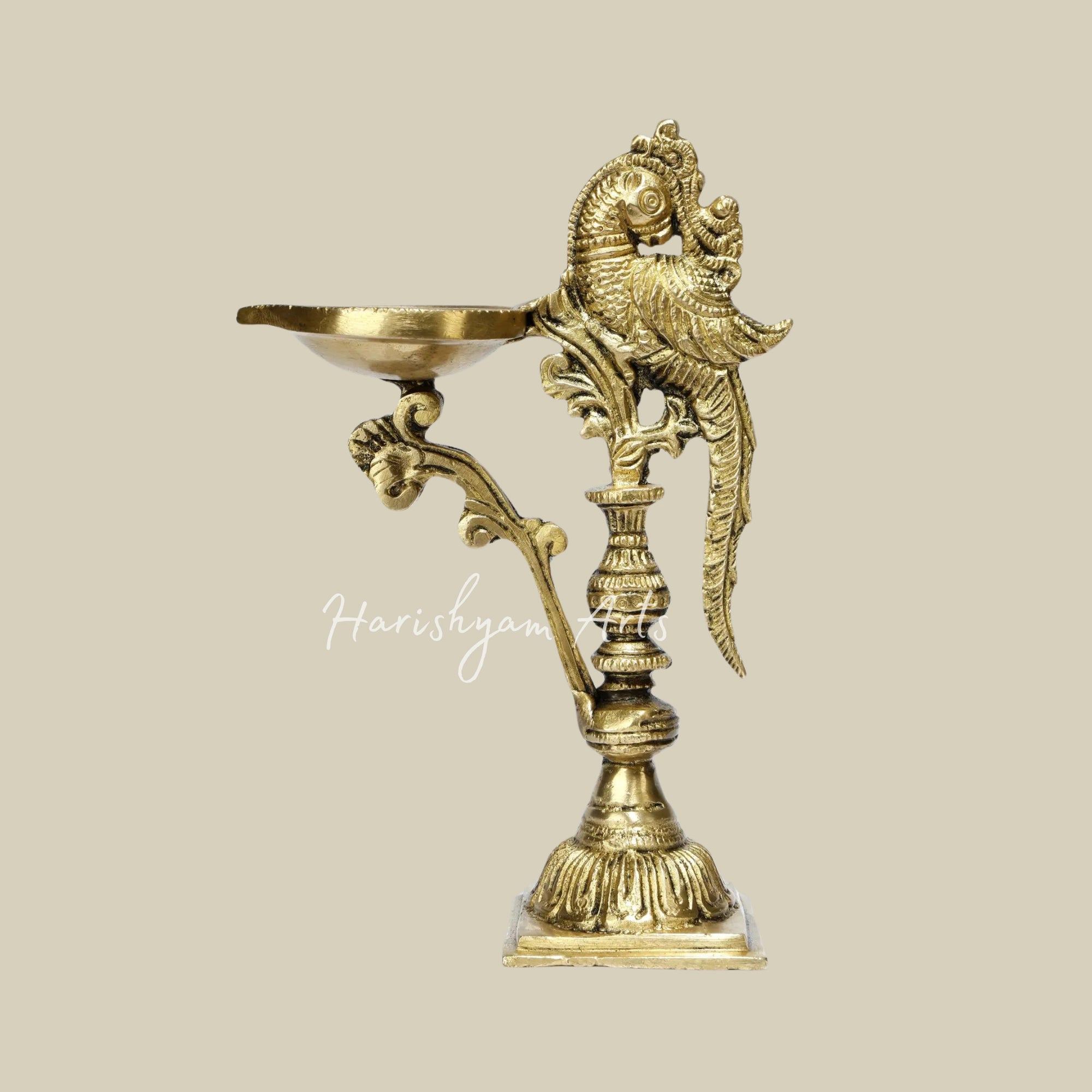 7" Designer Brass Peacock Lamp