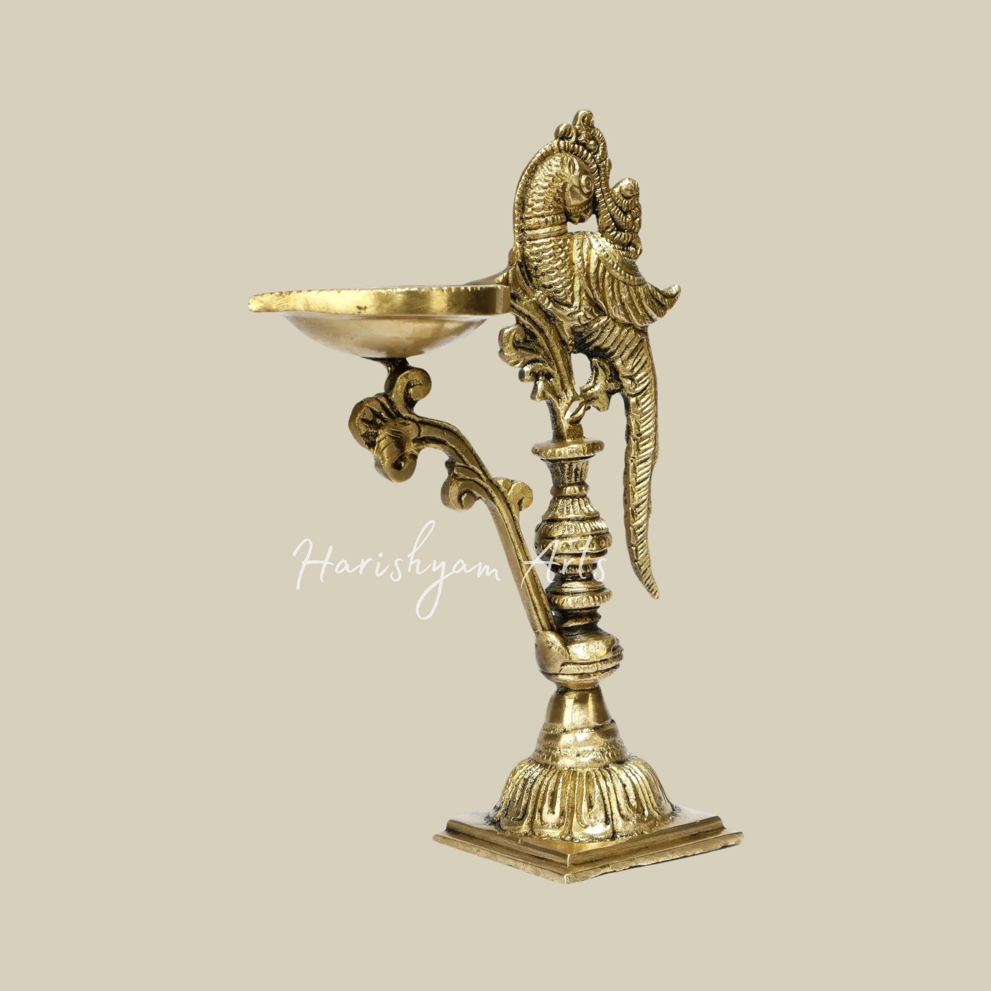 7" Designer Brass Peacock Lamp