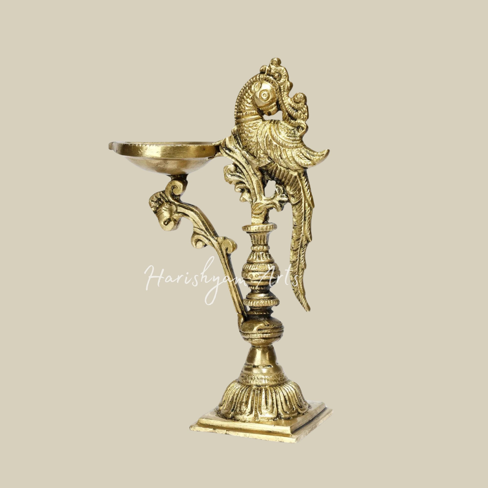 7" Designer Brass Peacock Lamp