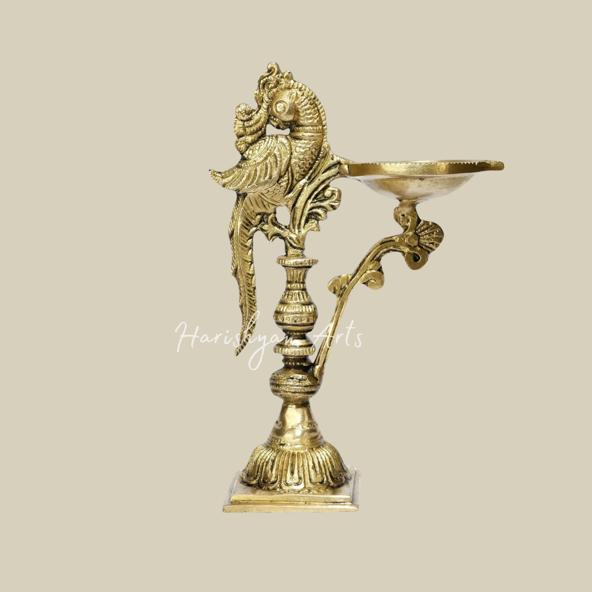 7" Designer Brass Peacock Lamp